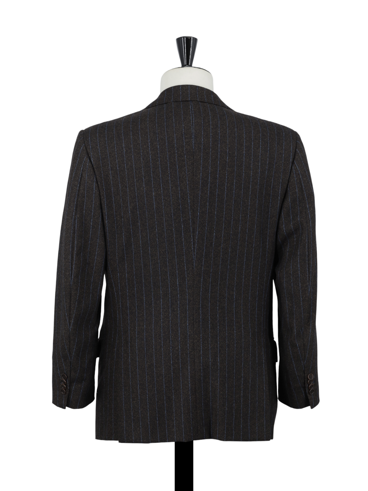Kiton Dark Taupe & Azure Blue Brushed-Wool Pinstripe Suit