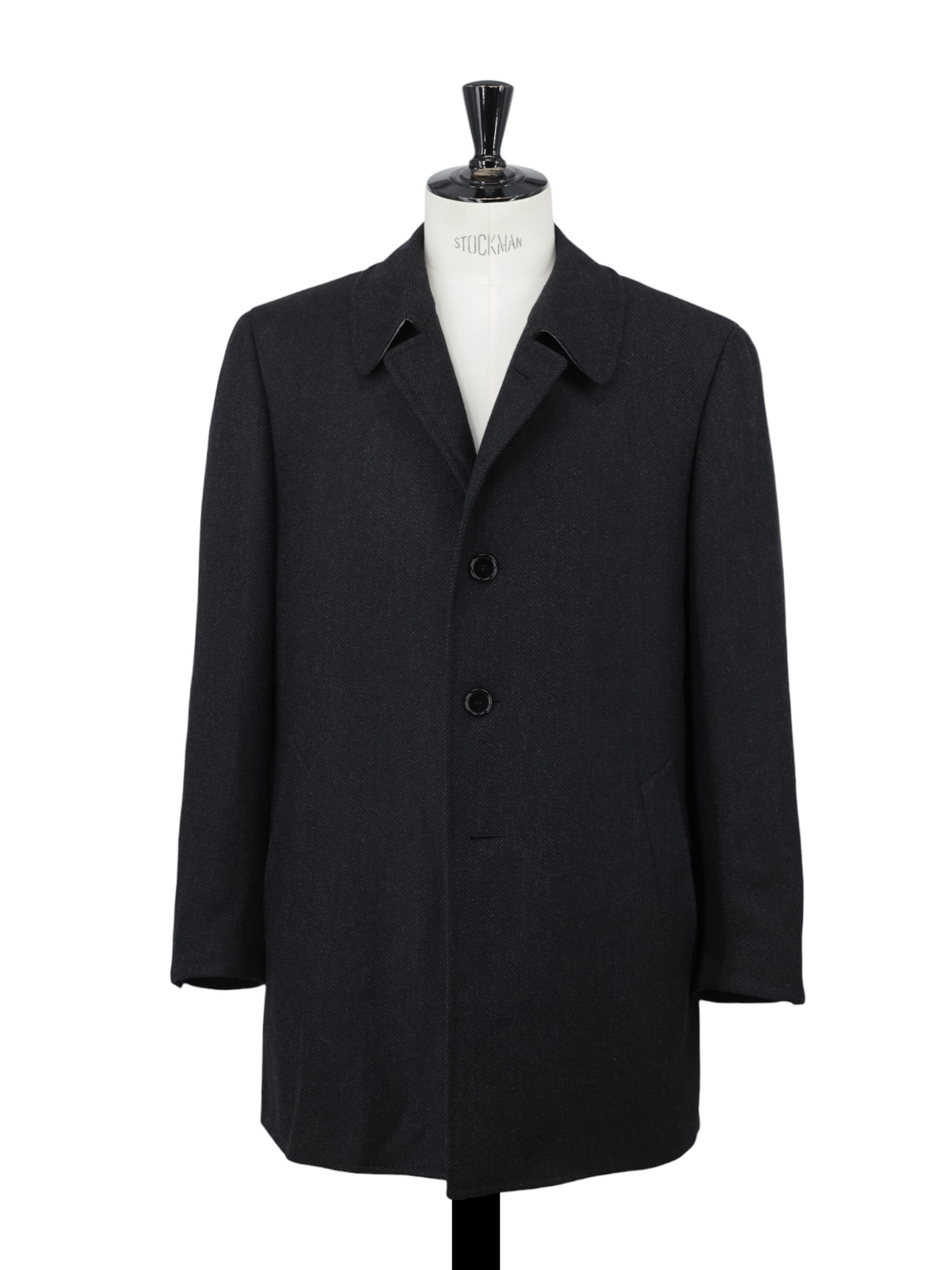 Canali Anthracite Waterrepellent-Wool Twill Carcoat