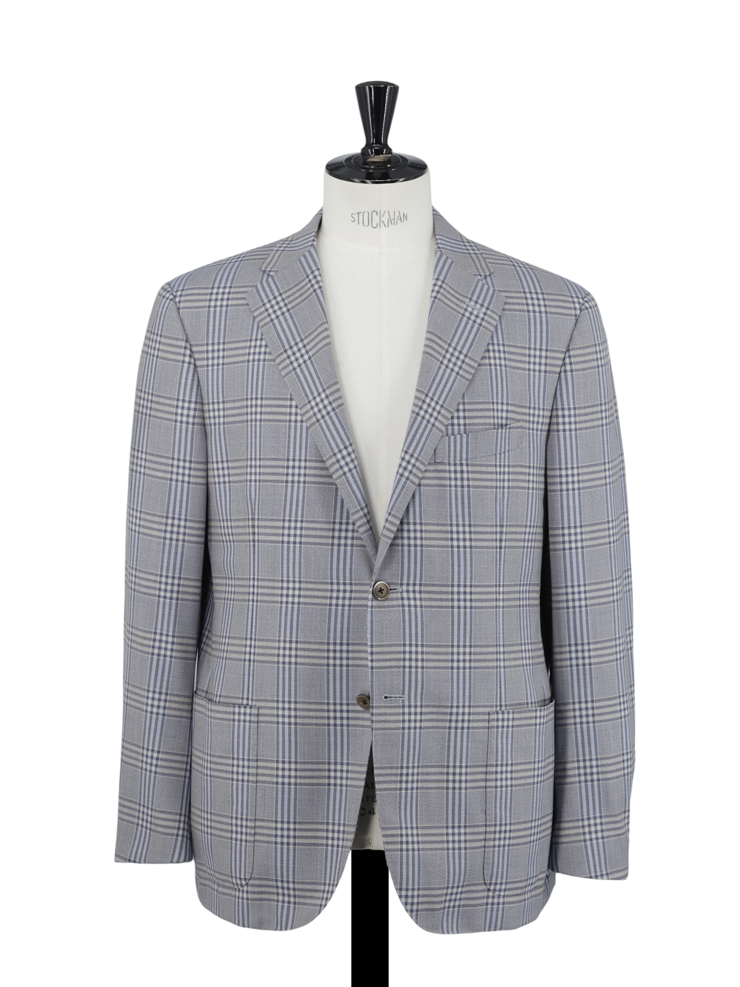 Corneliani Taupe & Light Blue Super 130's Checkered Jacket
