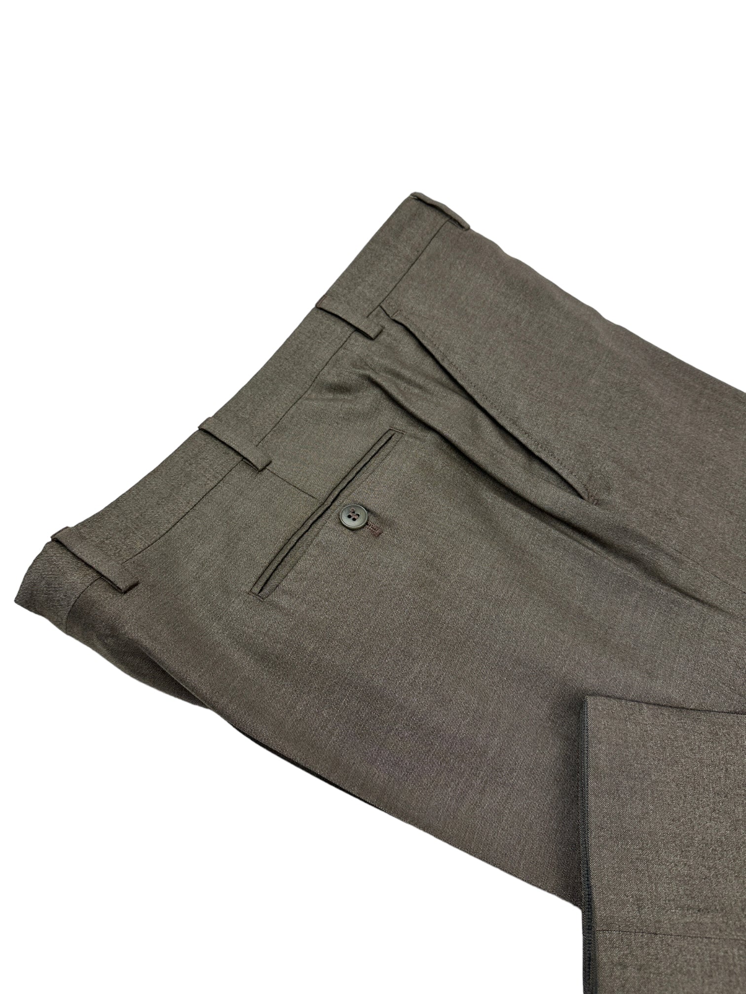 Brioni Taupe Wool & Silk Trousers