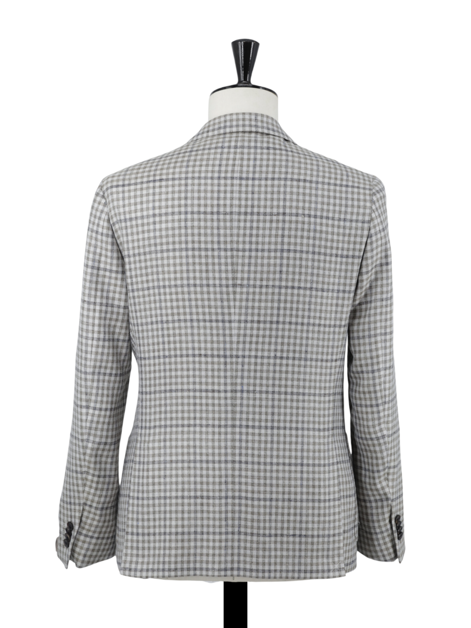 Corneliani Marlbled Greige Silk, Linen & Wool Guncheck Jacket