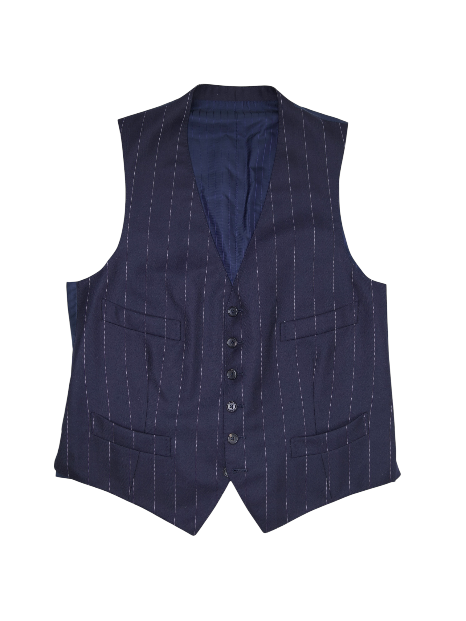 Tom Ford Navy Chalk Stripe Waistcoat