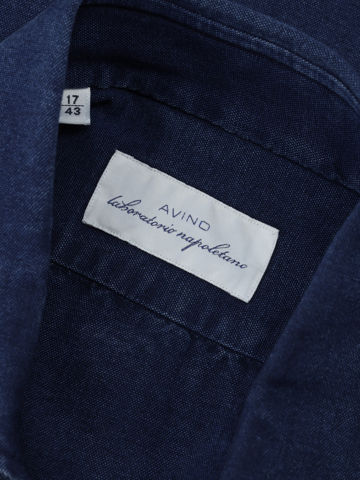 Avino Indigo Blue Pure Cotton-Denim Pinpoint Shirt