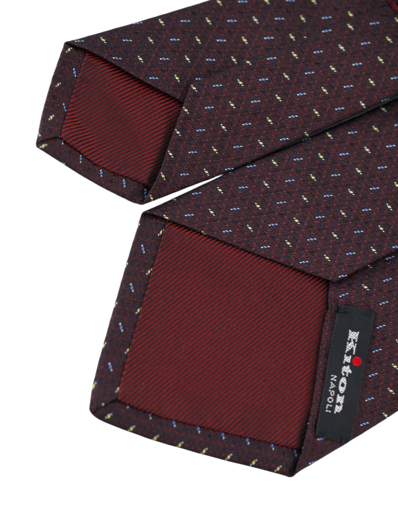 Kiton 5-Fold Mahogany Silk Geometric Pattern Tie