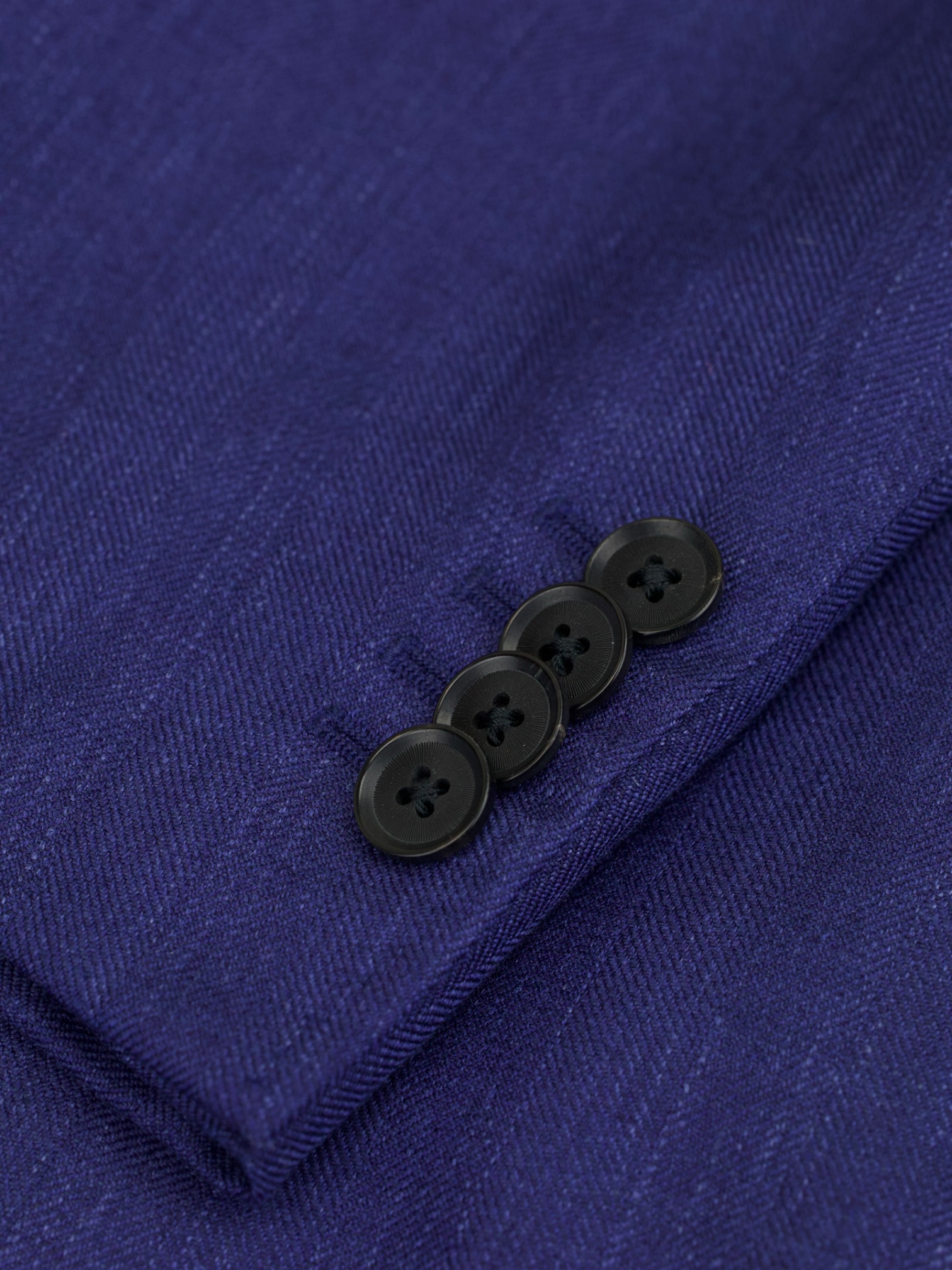 Caruso Azure Blue Wool, Silk & Linen Herringbone "Aida" Jacket