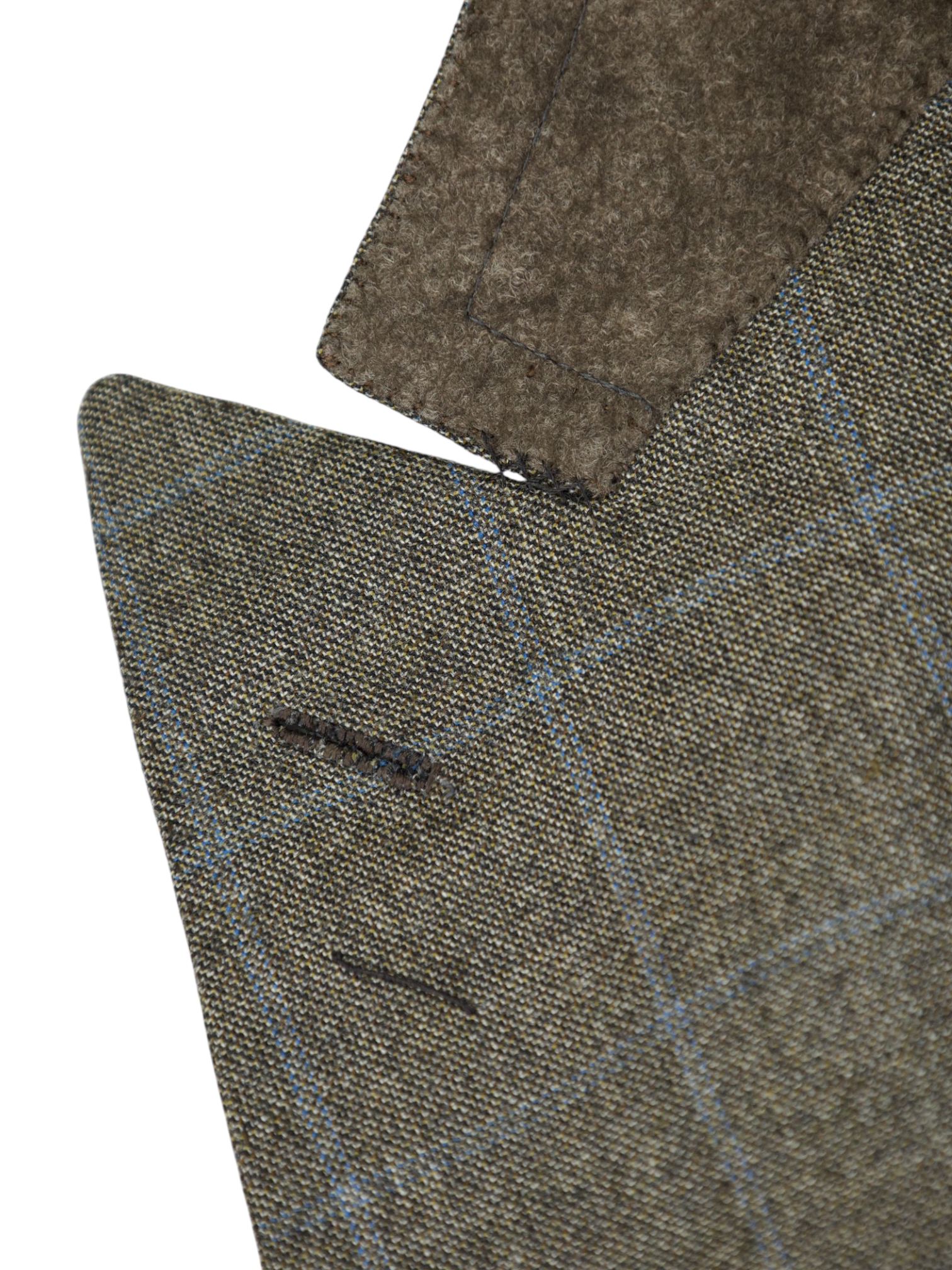 Brioni Taupe & Light Blue Double-Breasted Windowpane Suit