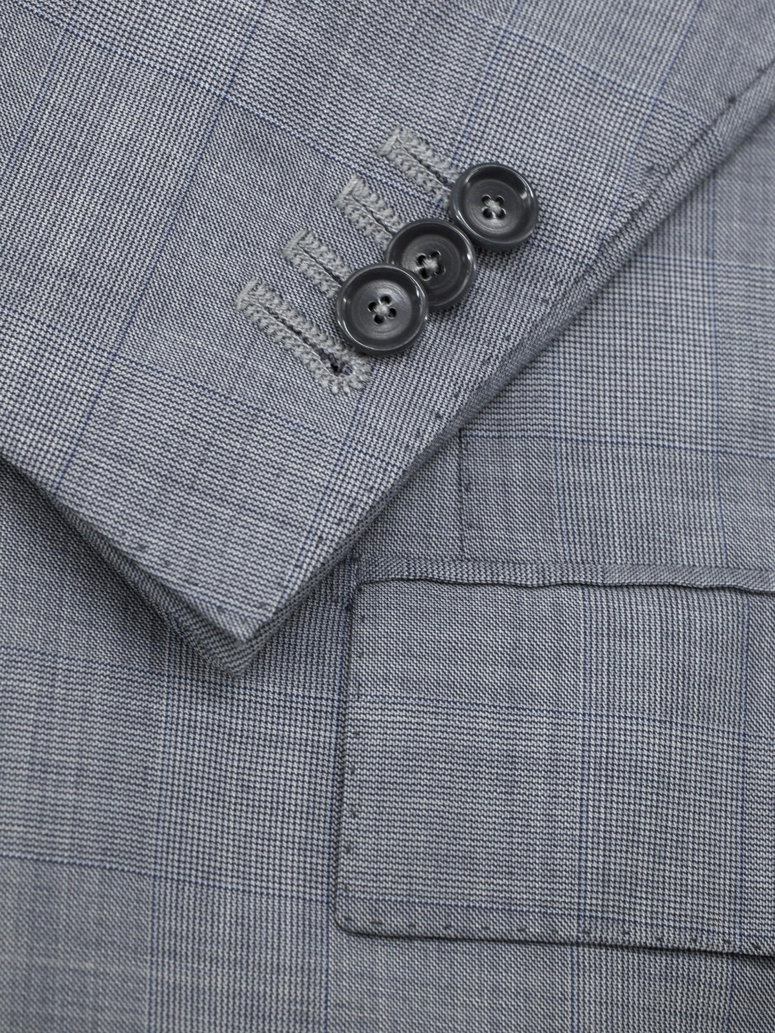 Cesare Attolini Light Grey & Steel Blue Super 150's & Silk Checkered Suit