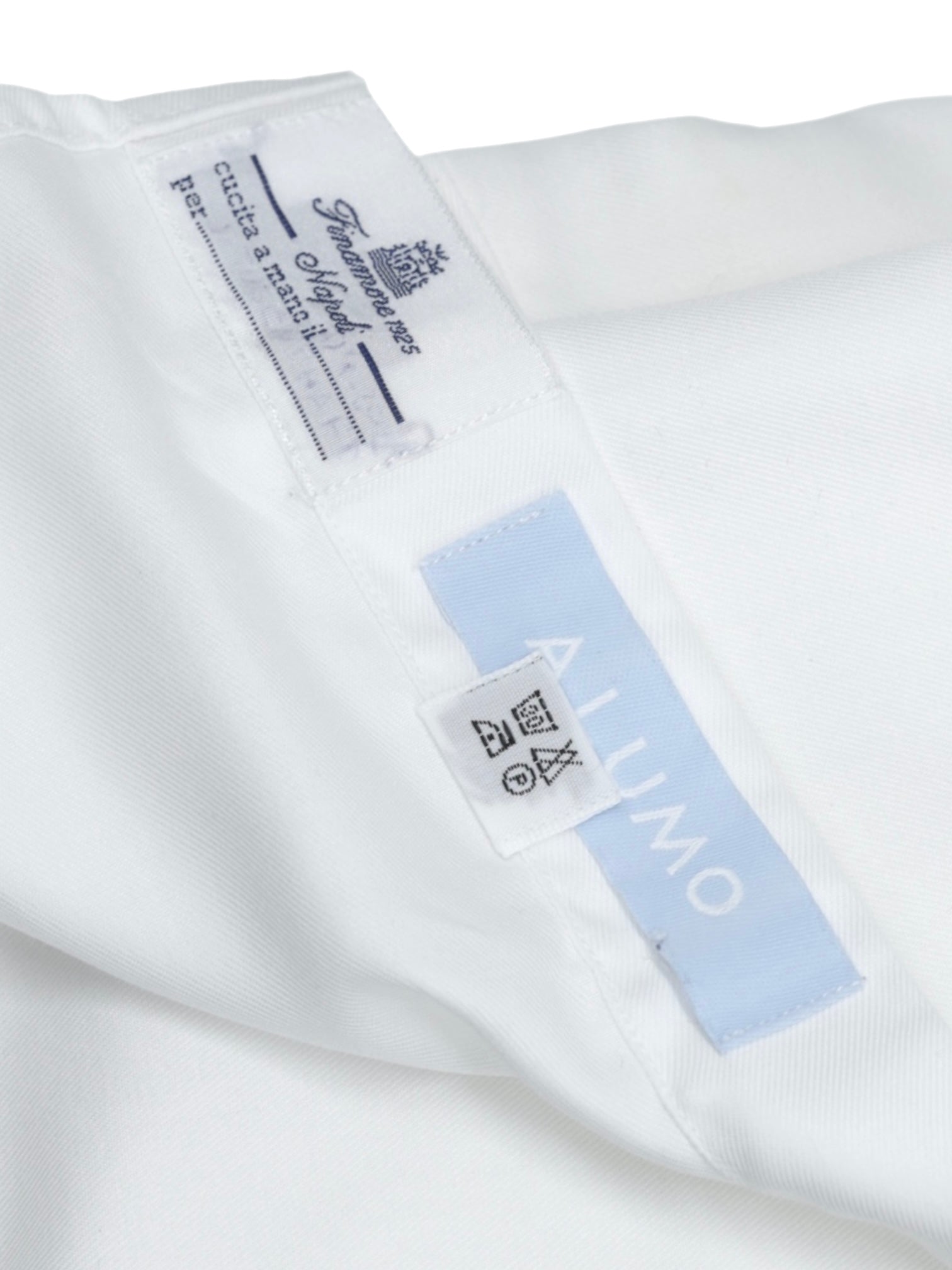 Finamore White Cotton Wide-Spread Collar Shirt