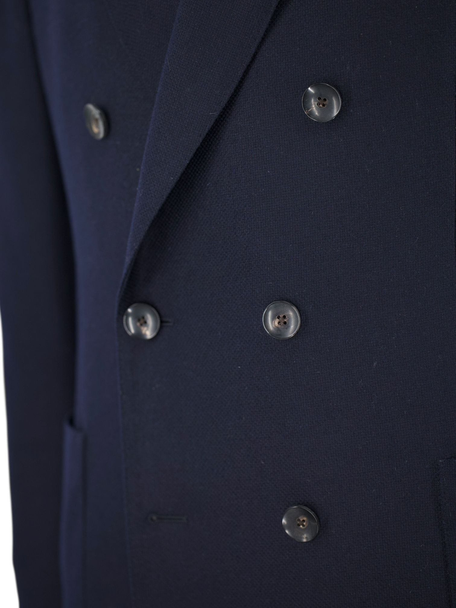 Lardini Navy Pure-Wool Double Breasted Micro-Structure Jacket