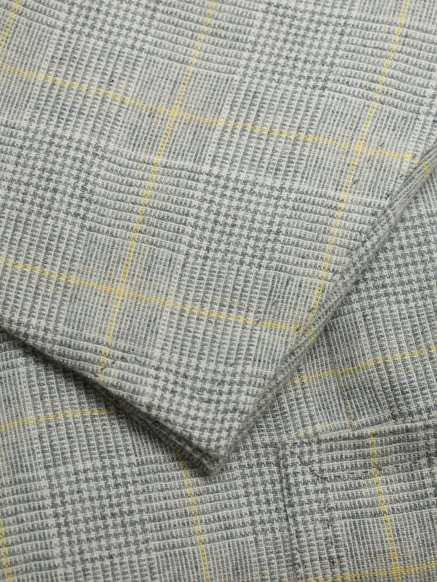 Cesare Attolini Light Grey & Yellow Pure Cashmere Prince of Wales Jacket