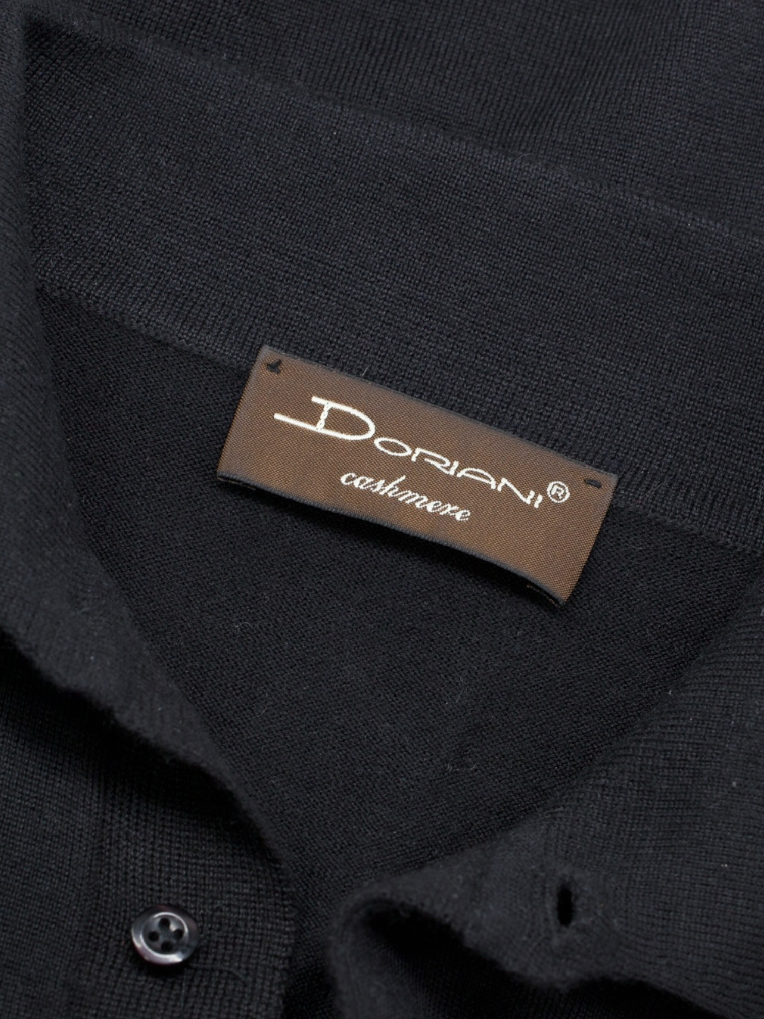 Doriani Black Wool, Silk & Cashmere Long-Sleeve Polo