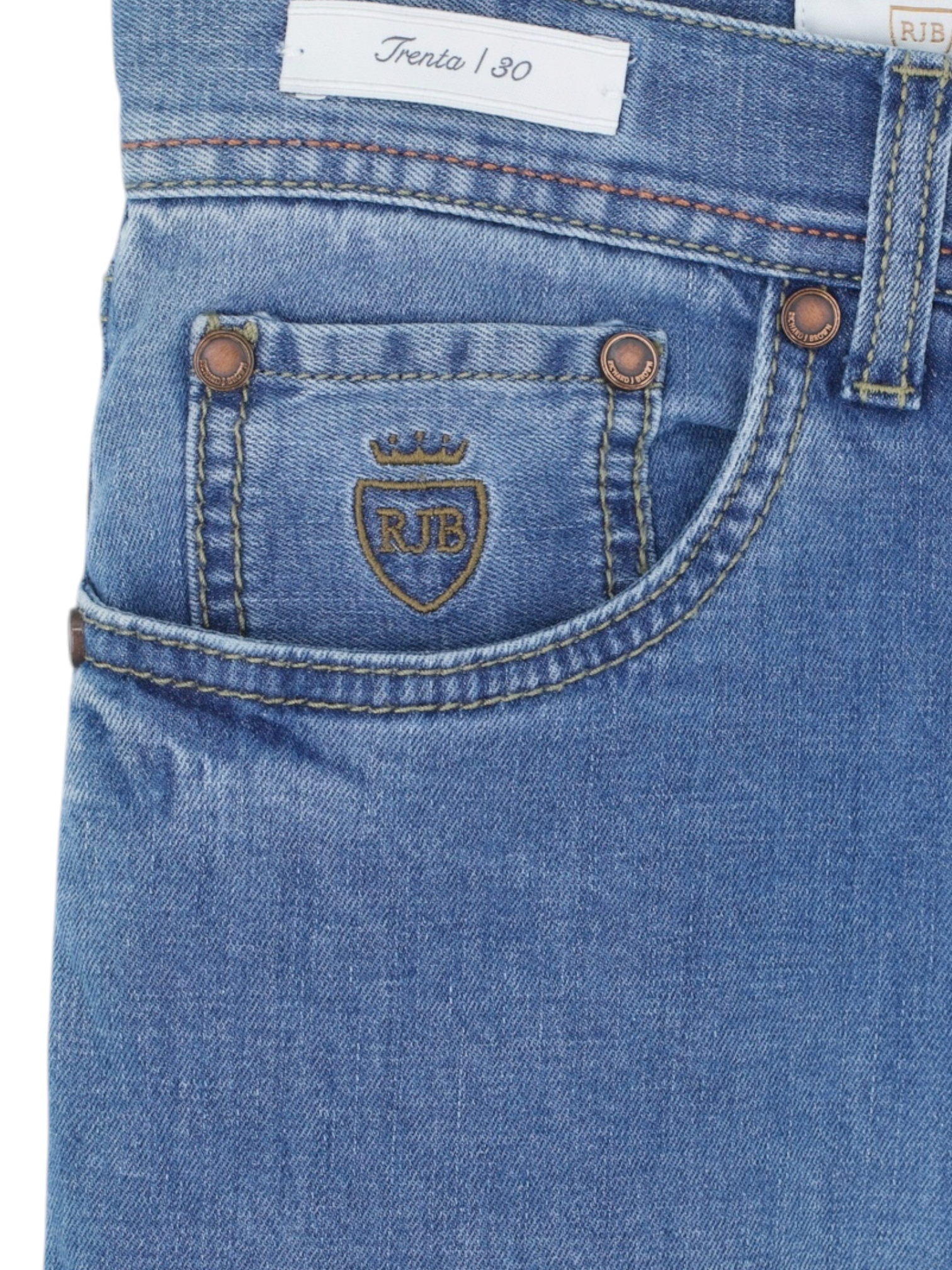 Richard J. Brown Light Blue Cotton, Linen & Stretch "Tokyo-S" Jeans