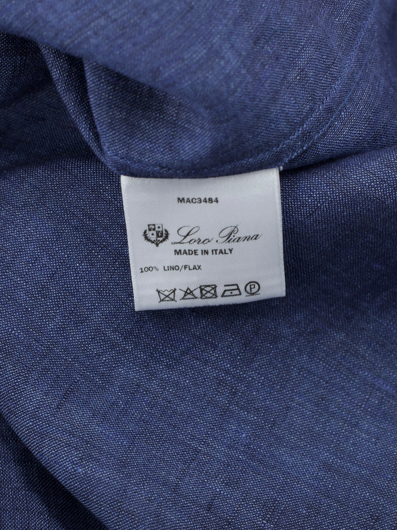 Loro Piana Indigo Blue Pure Linen Pop-Over André Shirt