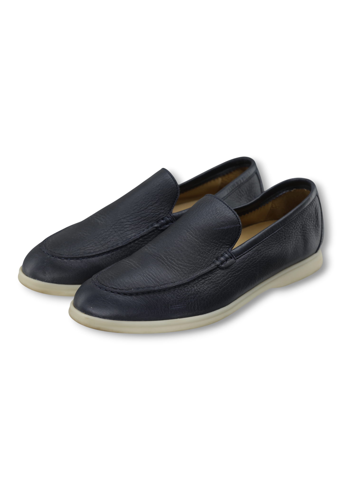 Loro Piana Dark Blue Elk Leather Summer Walk Loafers