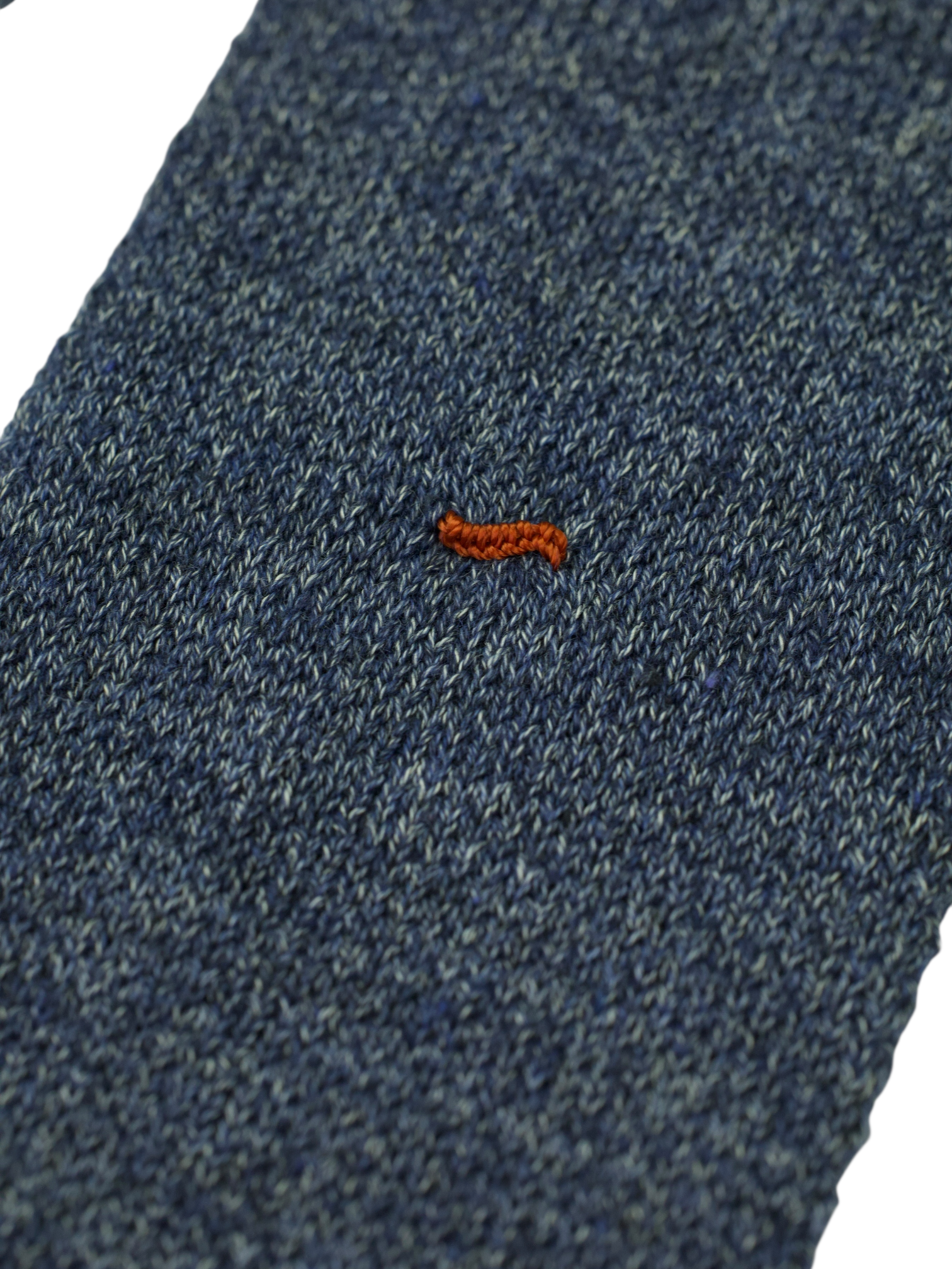 Loro Piana Deep Steel Blue Cotton Knitted Geometric Tie