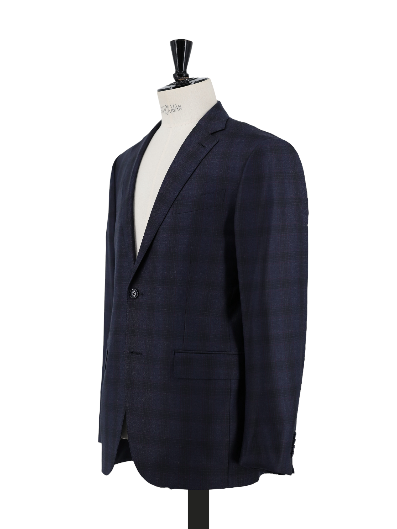 Ermenegildo Zegna Navy & Aubergine Wool Checkered Milano Easy Jacket