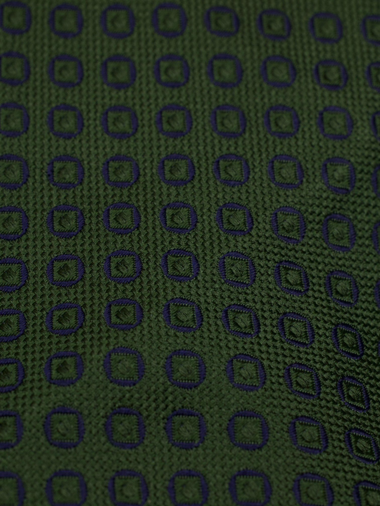 Kiton 5-Fold Forest Green & Navy Handrolled Silk Geometric Pattern Tie
