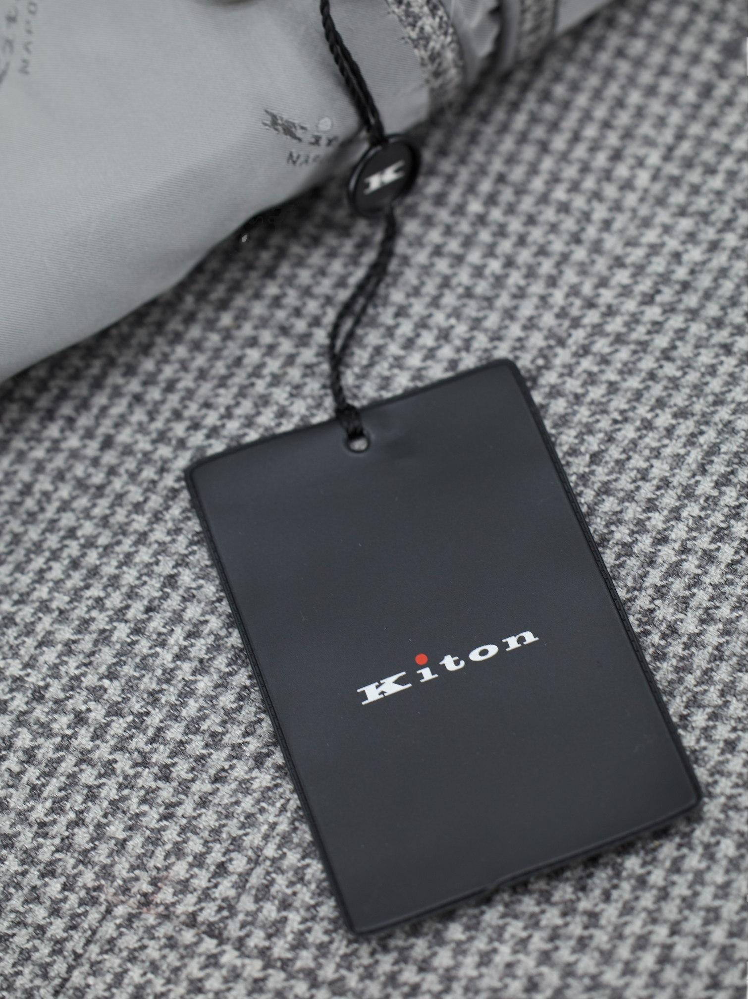 Kiton Grey Silk & Cashmere Pied de Poule Jacket