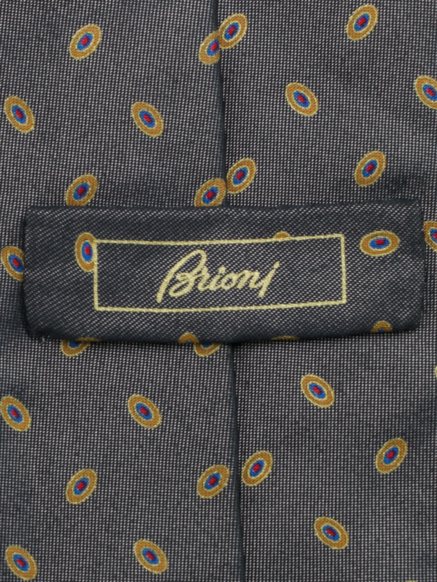 Brioni Drab Olive & Light Brown Silk Medaillon Pattern Tie