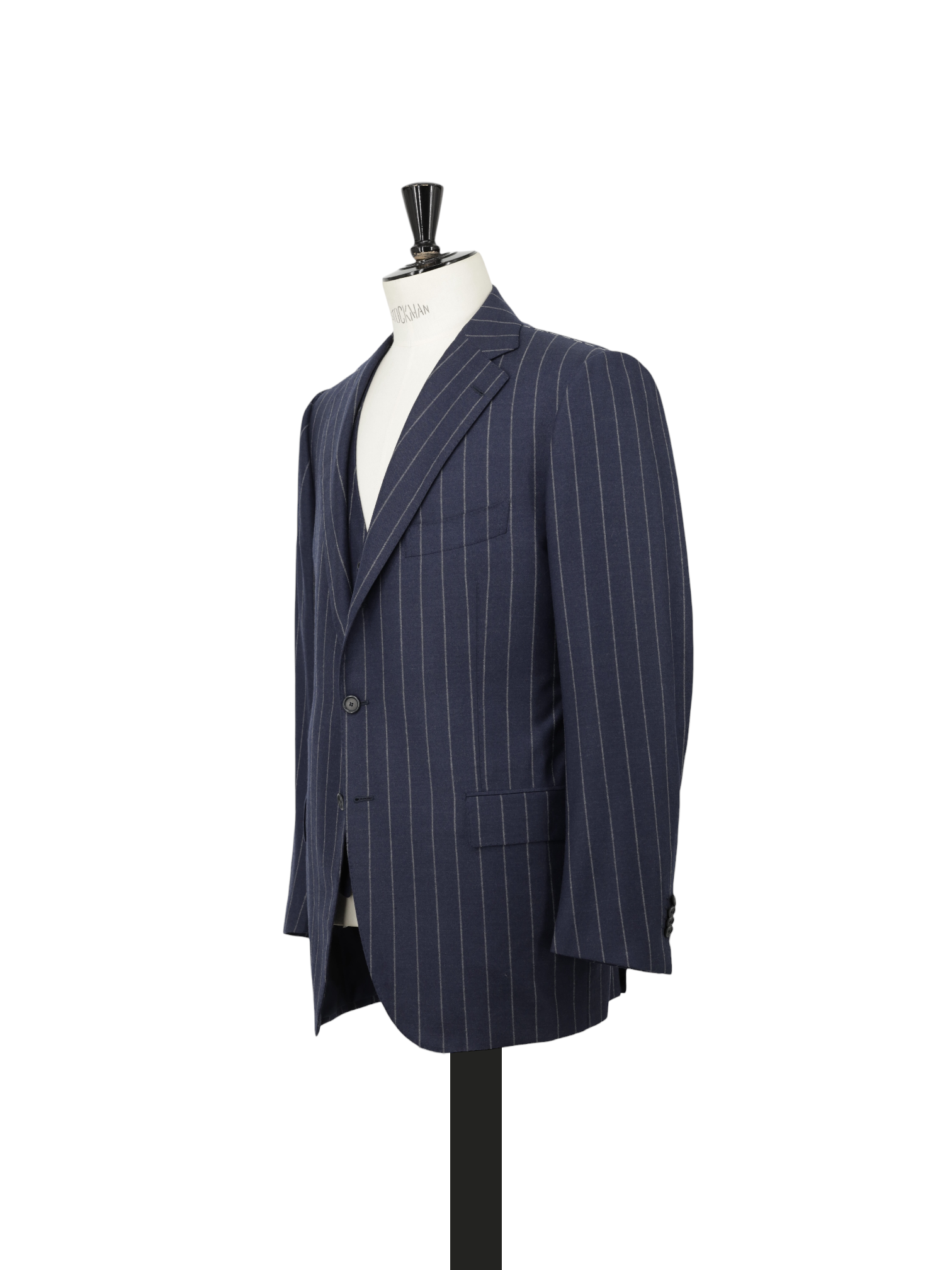 Cesare Attolini Dark Blue 3-Piece Super 150's Flannel Chalkstripe Suit