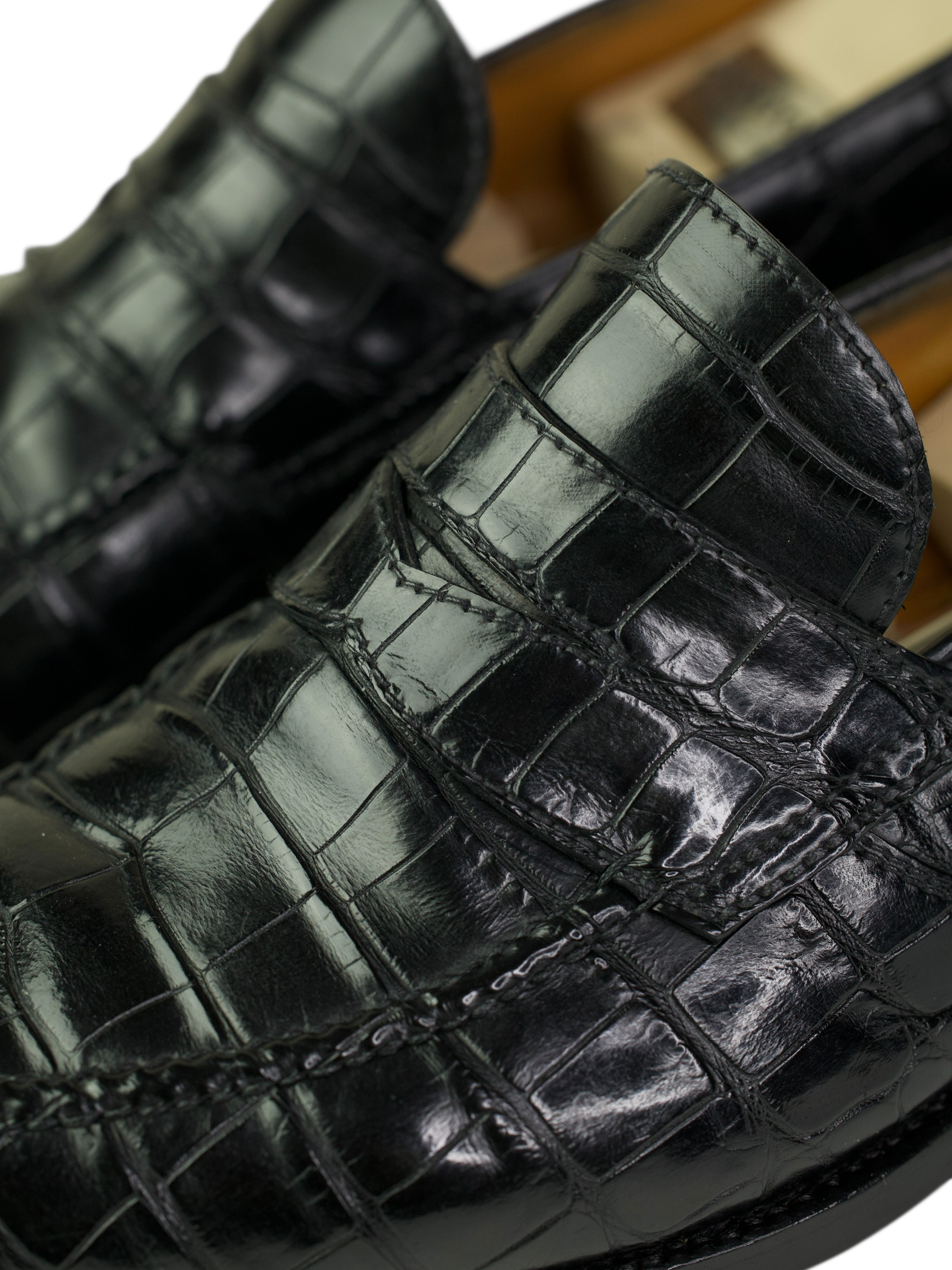 Bontoni Black Principe Alligator Penny Loafer