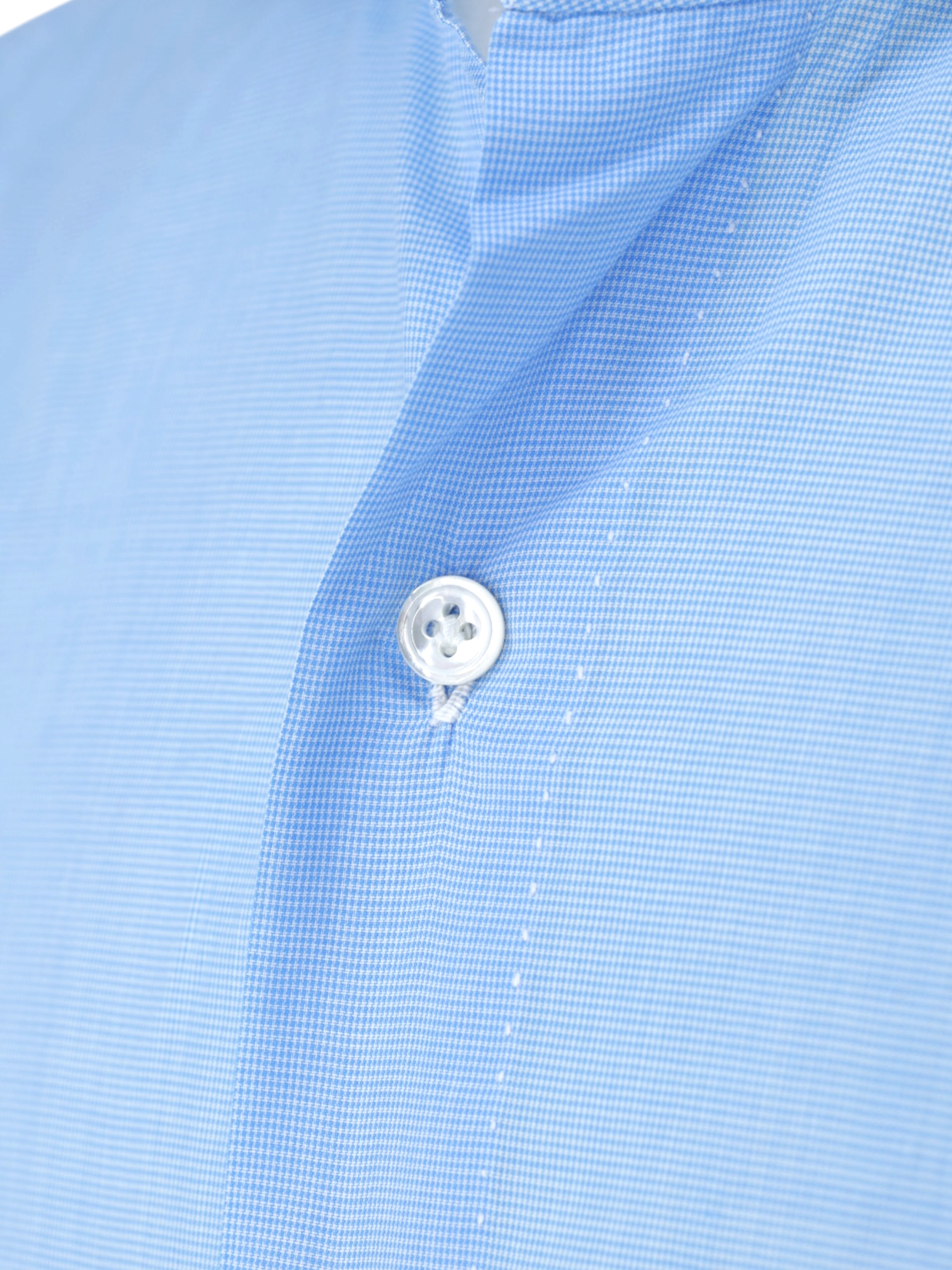 Finamore Azure Blue Carlo-Riva Cotton Micro-Pattern Shirt