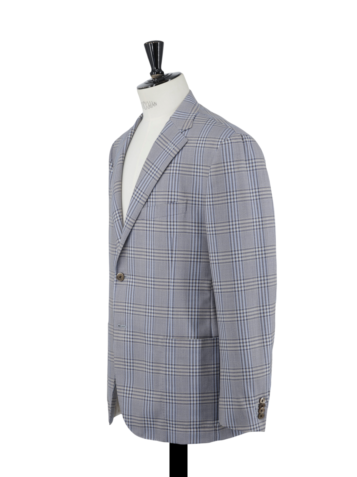 Corneliani Taupe & Light Blue Super 130's Checkered Jacket