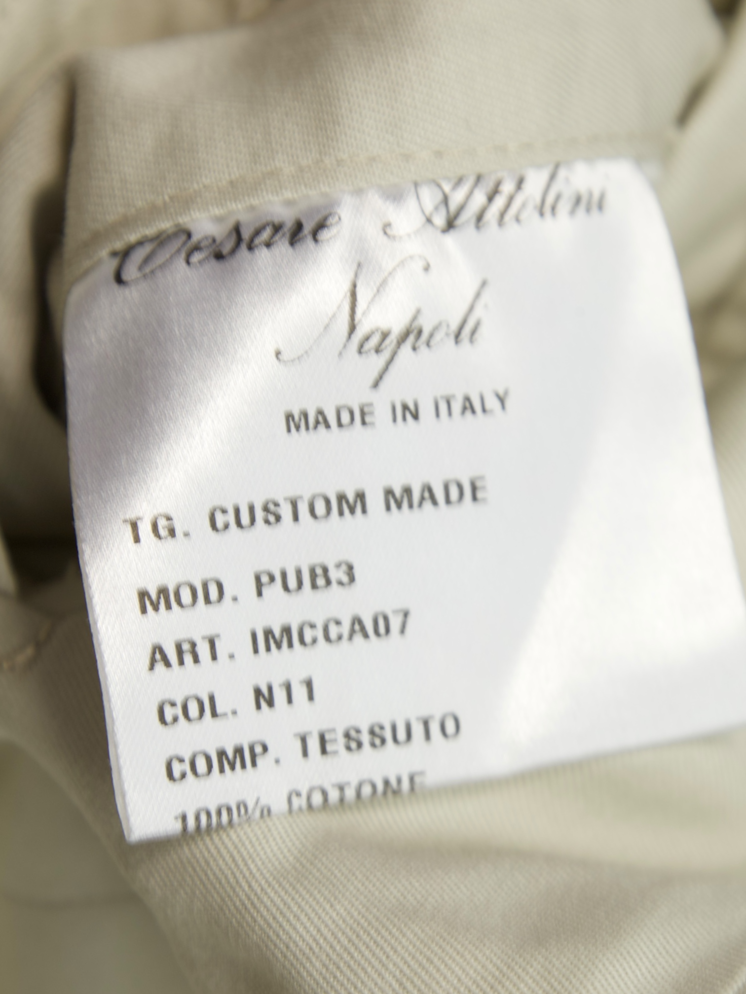 Cesare Attolini Stone Grey Cotton Twill Sartorial Trousers
