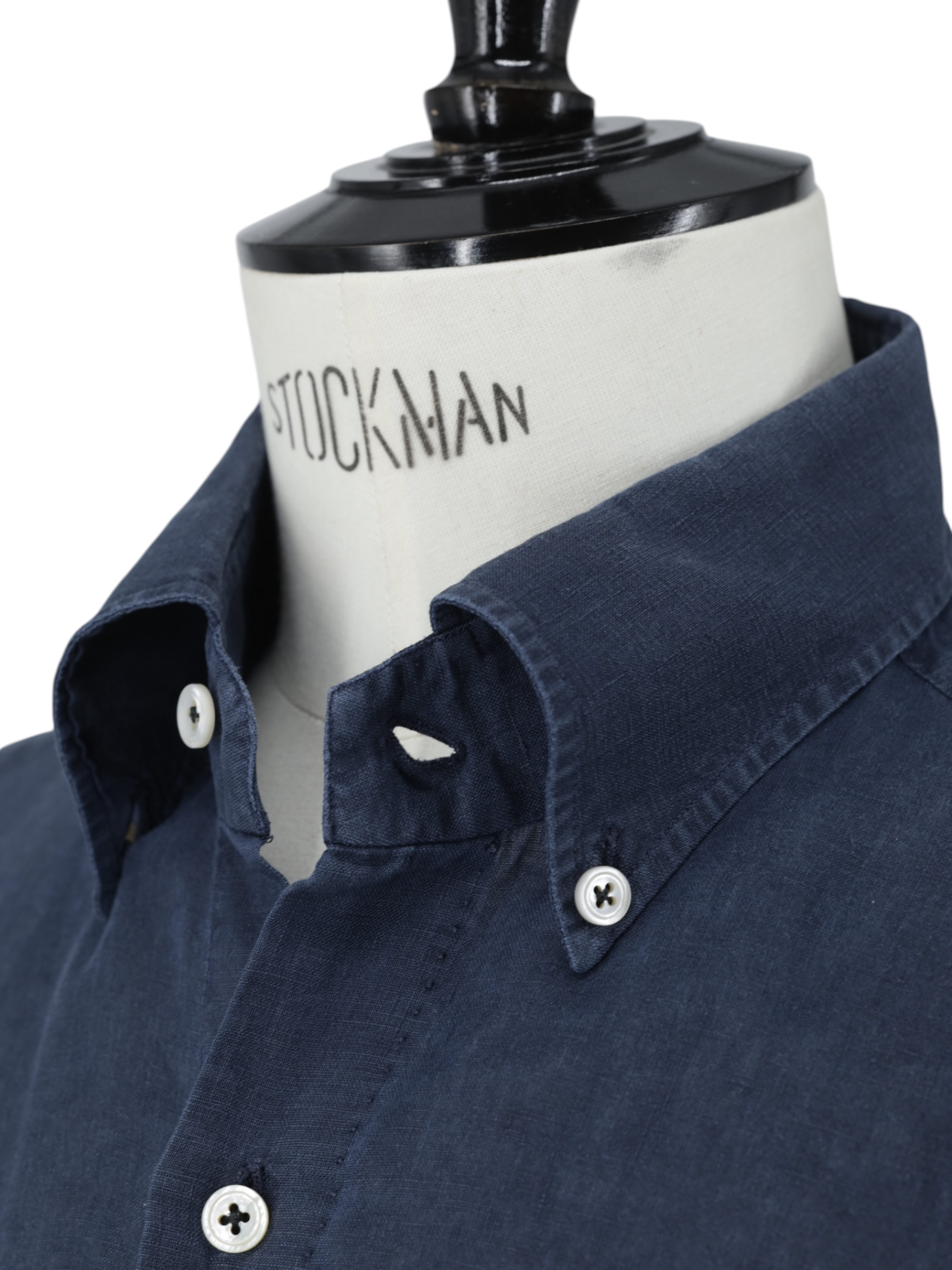 Finamore Dark Blue Pure Linen Button-Down Shirt