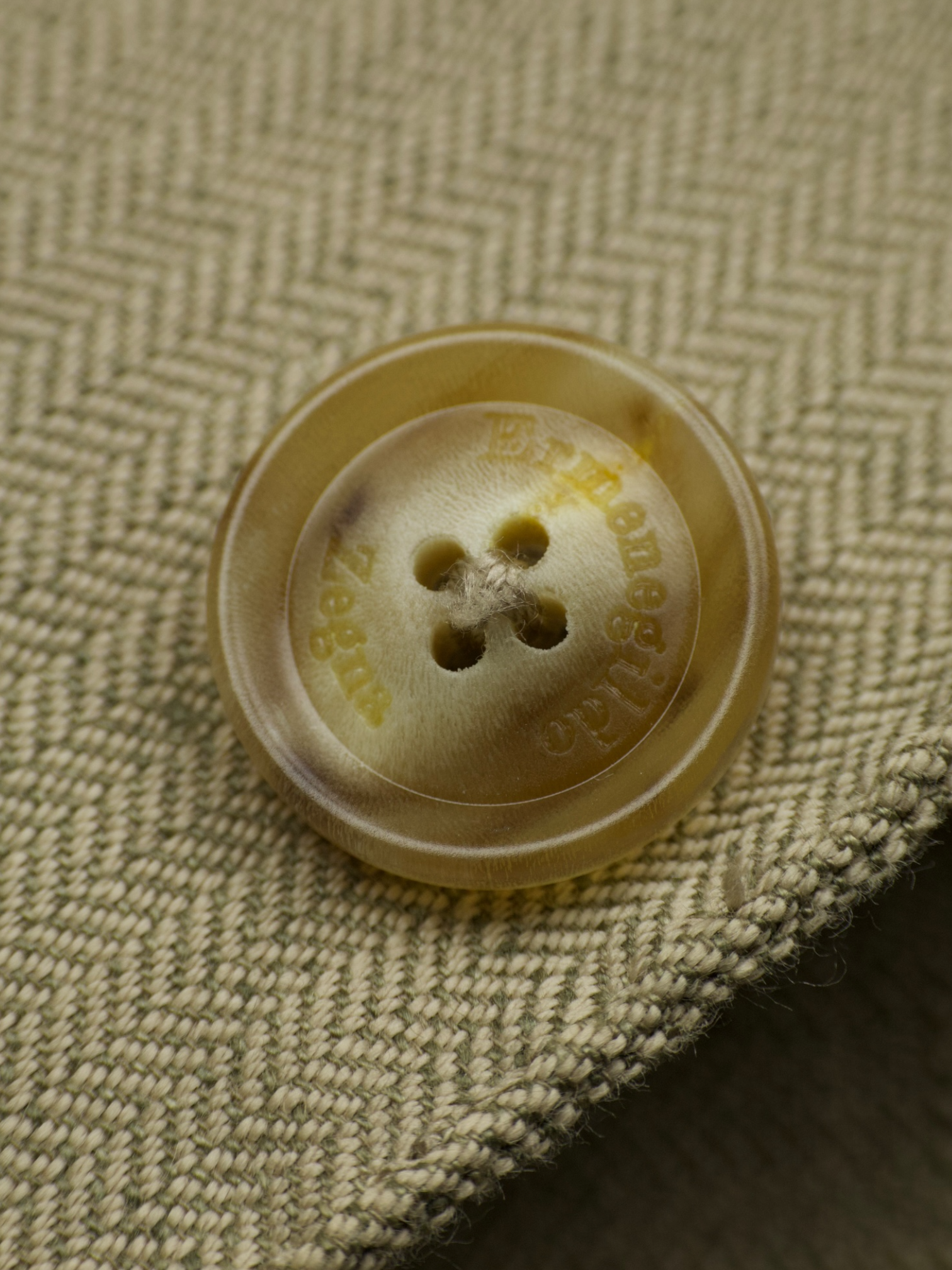 Ermenegildo Zegna Beige Cotton & Linen Herringbone Jacket