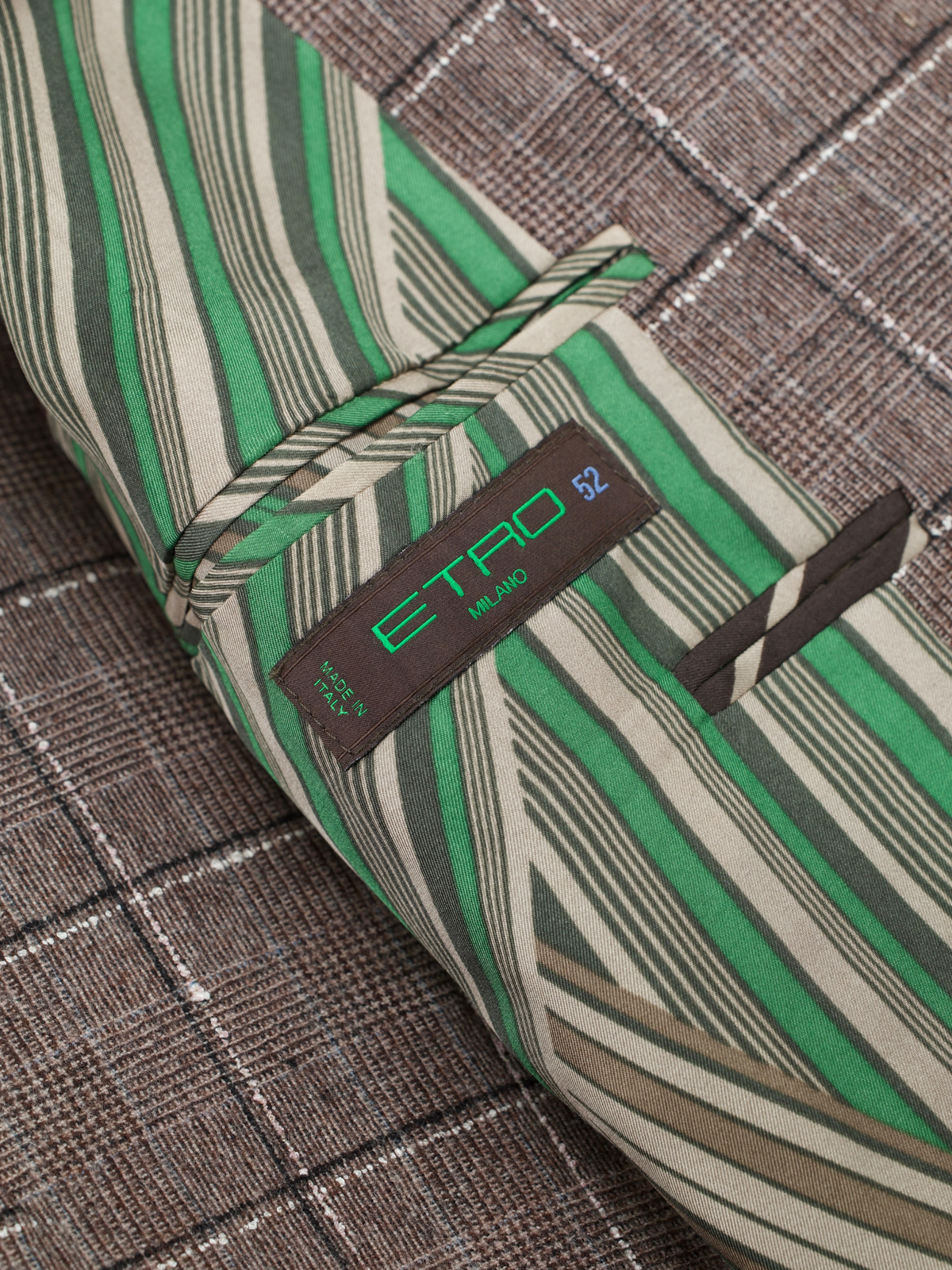 Etro Milano Brown & White Checkered Bouclé Suit