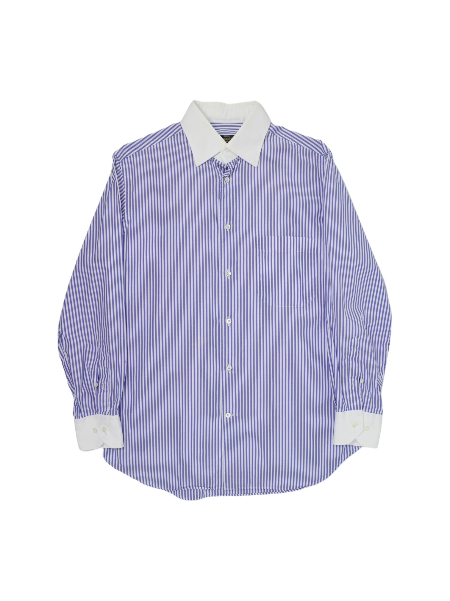 Corneliani Blue Pinstripe Contrast-Collar Shirt