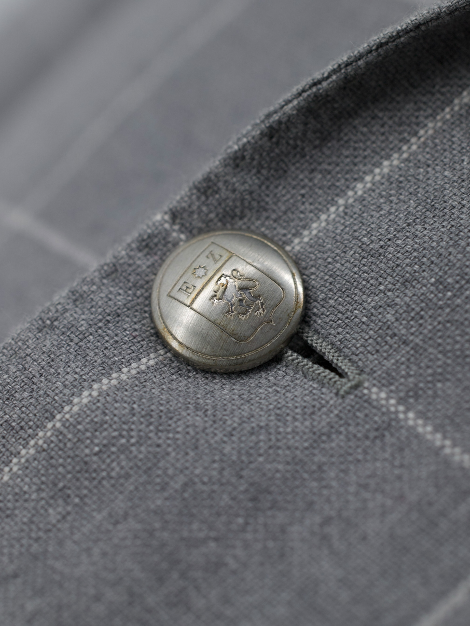 Ermenegildo Zegna Light Grey Linen & Cotton Windowpane Jacket