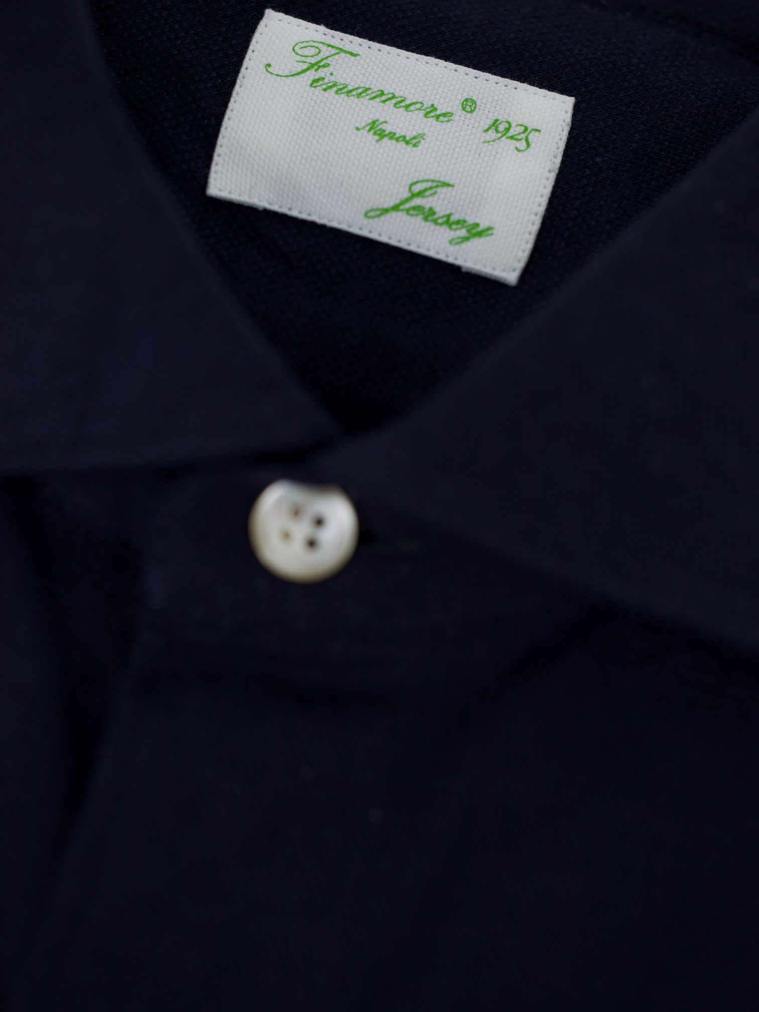 Finamore Navy Cotton & Cashmere Jersey-Knitted Shirt