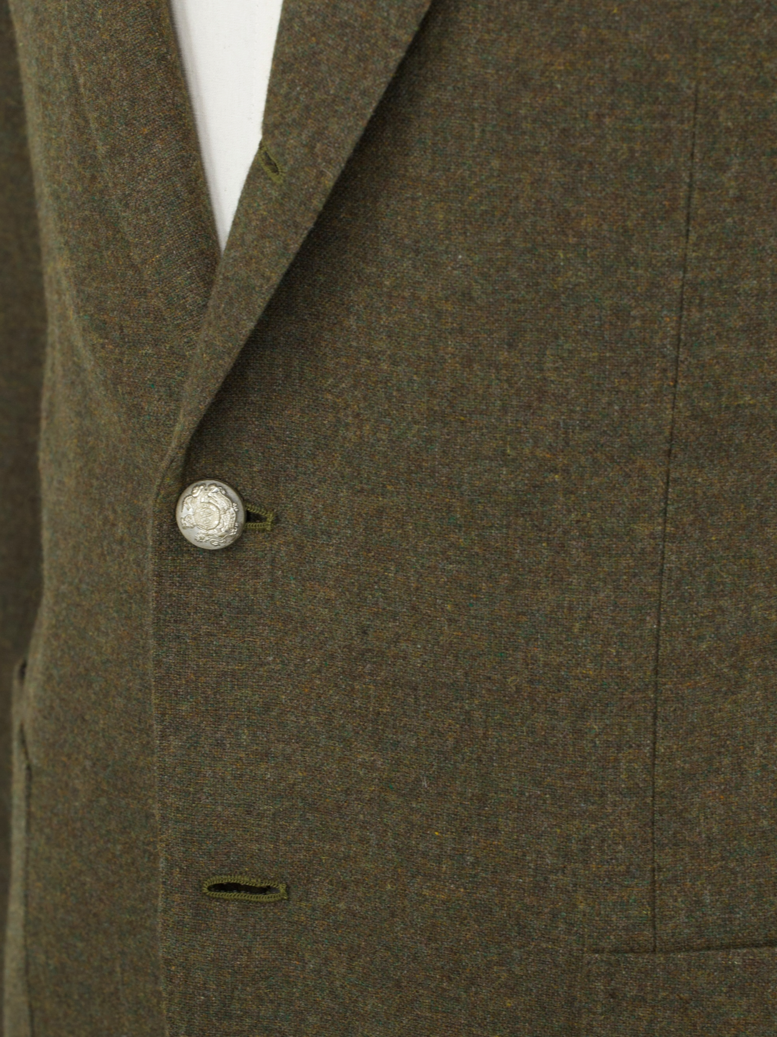 De Petrillo Moss Green Wool & Cashmere Tweed-Look Jacket