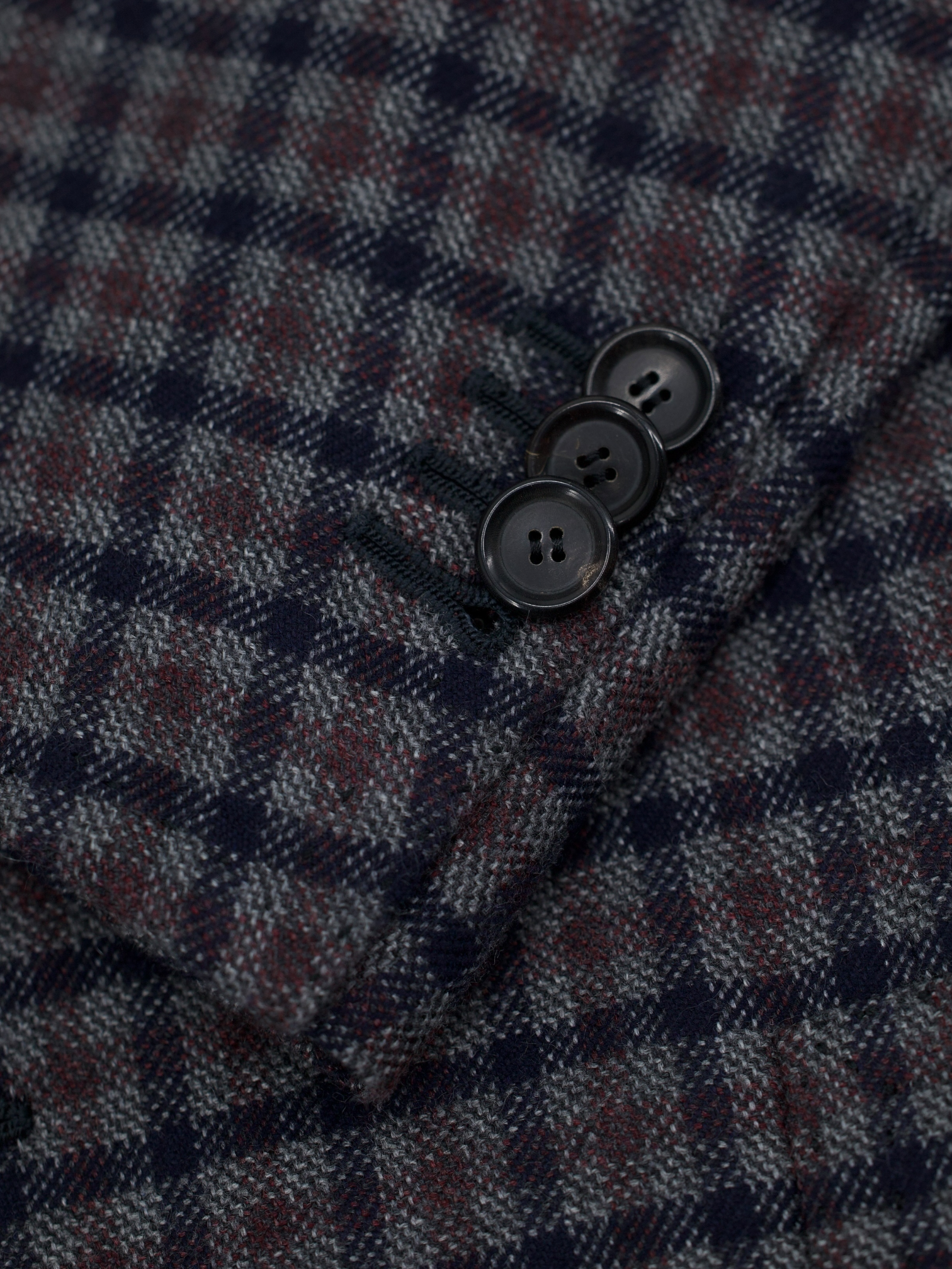 Cesare Attolini Blue & Maroon Pure Cashmere Gingham Check Jacket