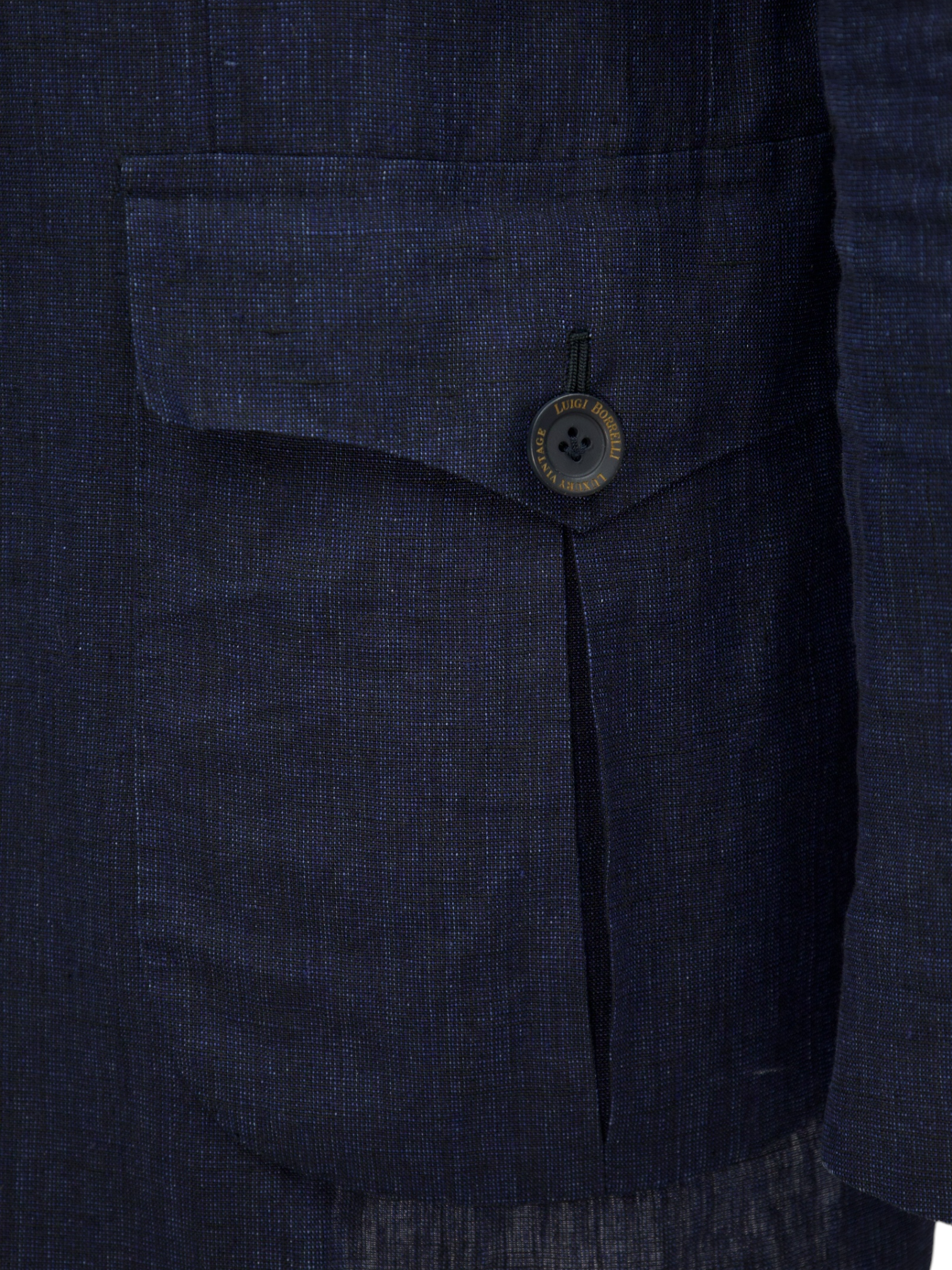 Luigi Borrelli Vintage Indigo Blue Linen Safari Jacket