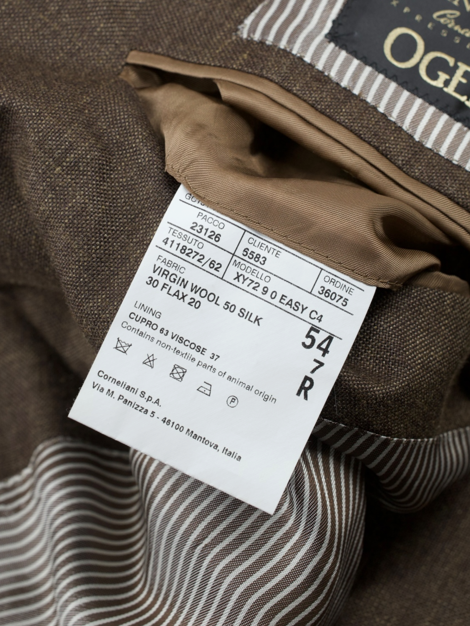 Corneliani Brown Wool, Silk & Linen Pinpoint Summer Jacket