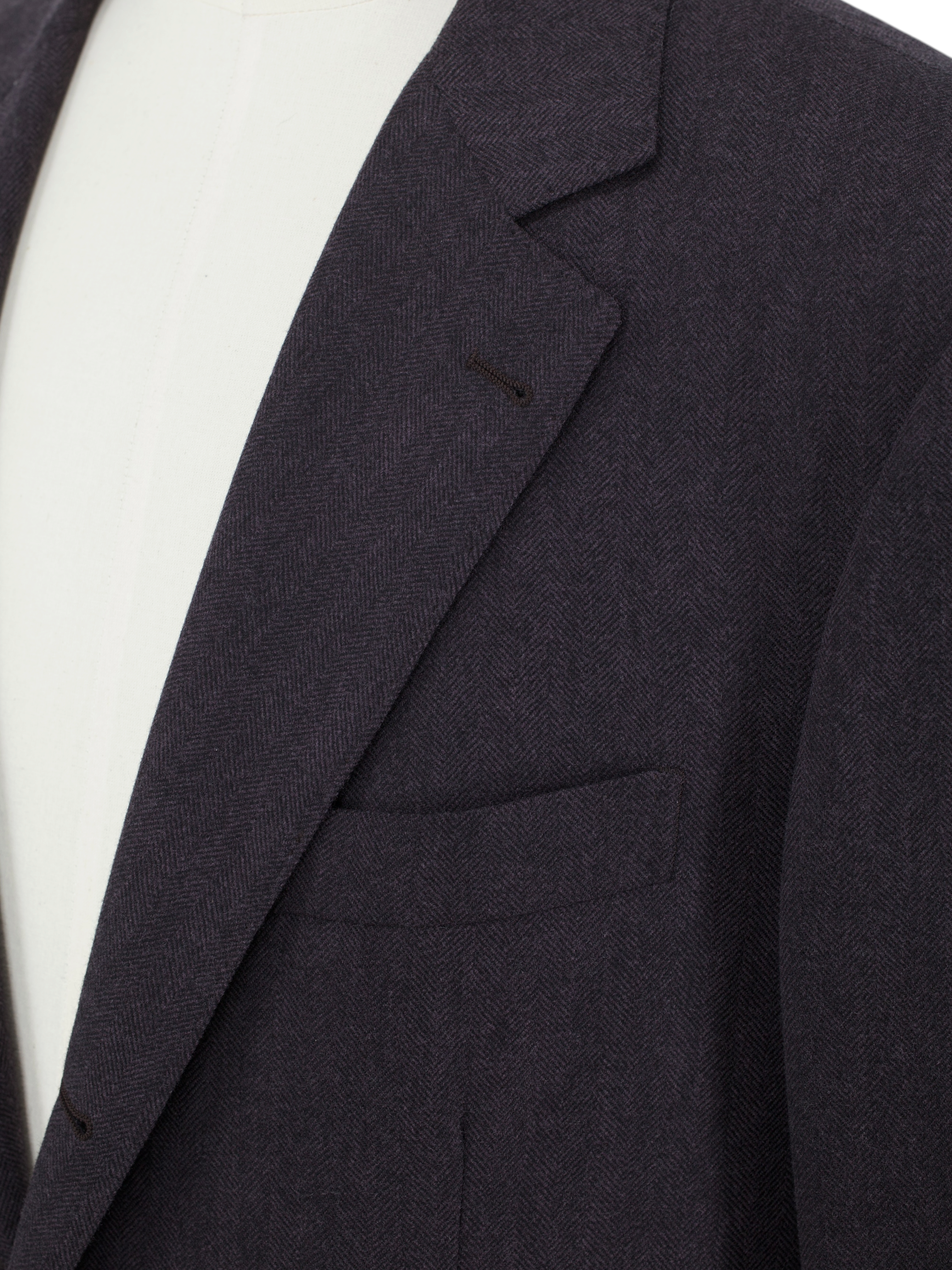 Brunello Cucinelli Aubergine Wool & Cashmere Herringbone Jacket