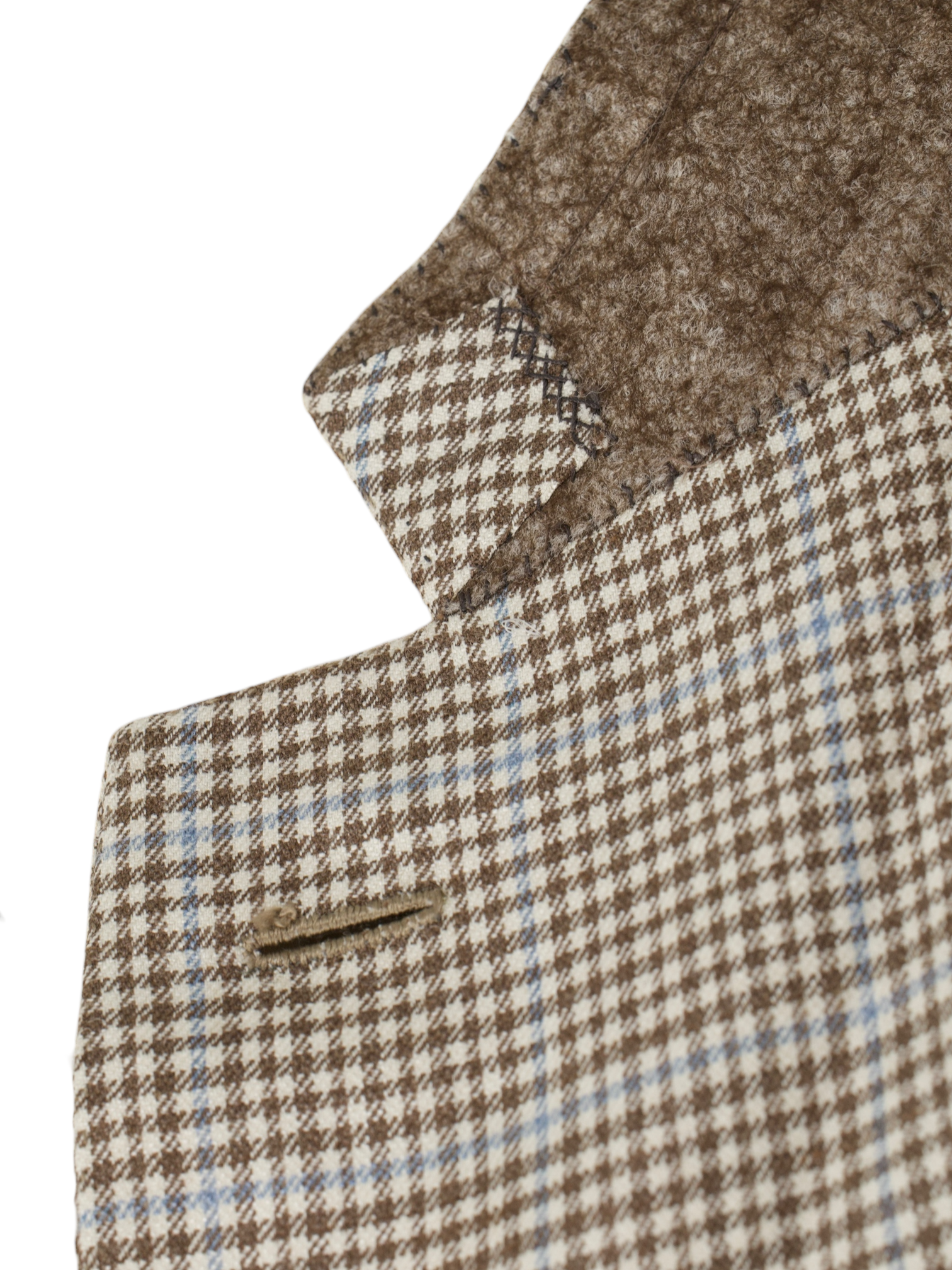 Brioni Light Brown & Light Blue Wool, Silk & Linen Overcheck Senato Jacket