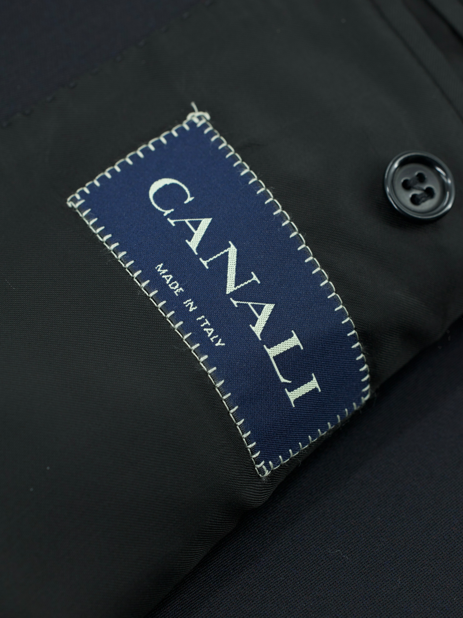 Canali Black Super 120's Wool Plain Weave Jacket