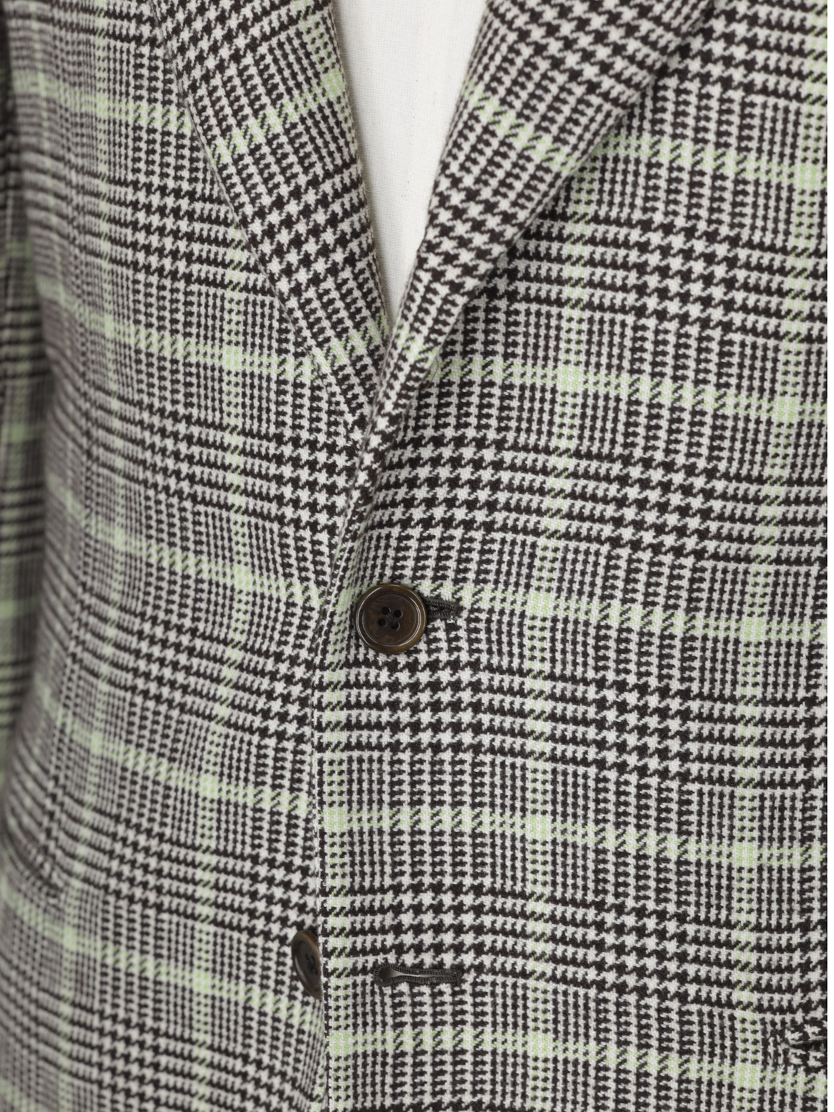 Luigi Borrelli Grey & Light Green Pure Cashmere Prince of Wales Jacket