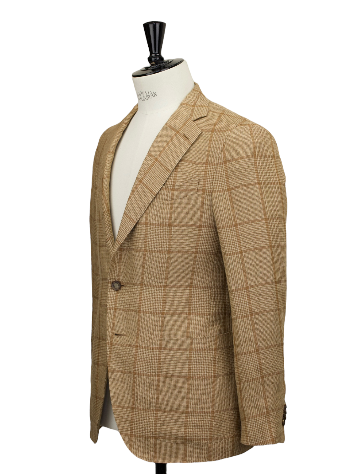 Caruso Light Brown Linen Windowpane "Aida" Summer Jacket
