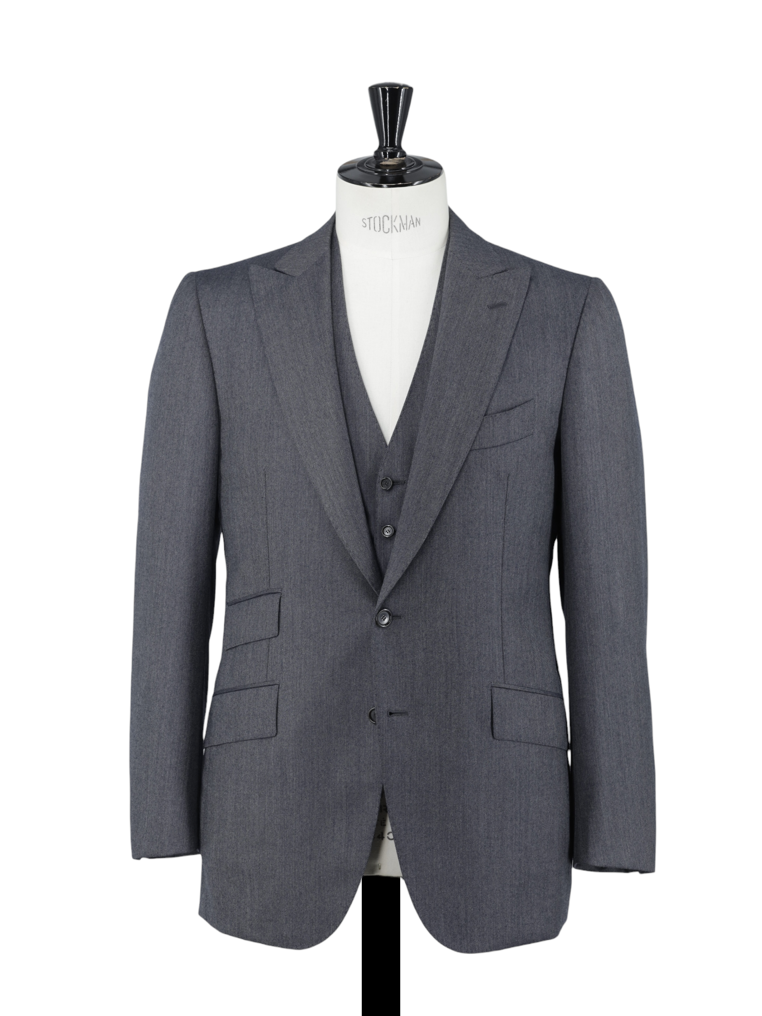 Cesare Attolini 3-Piece Grey Super 130's & Cashmere Peak-Lapel Suit