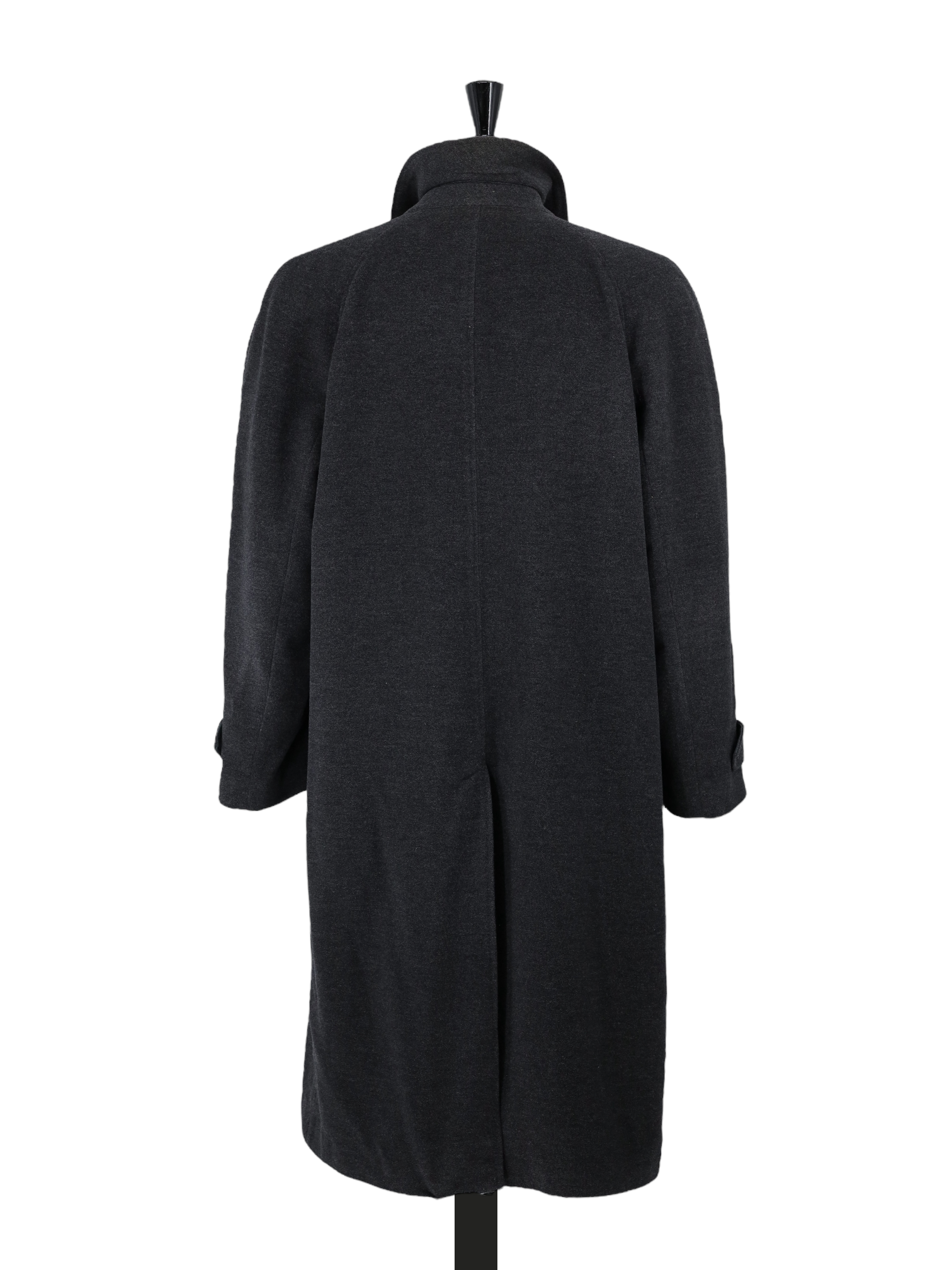 Corneliani Dark Grey Wool & Angora Raglan-Shoulder Carcoat