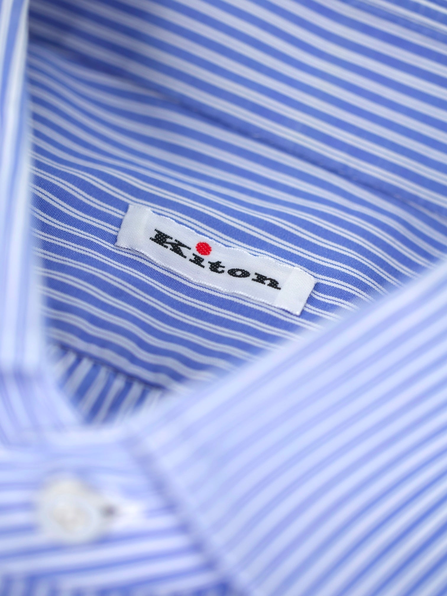 Kiton Blue & White Cotton Pinstripe Business Shirt