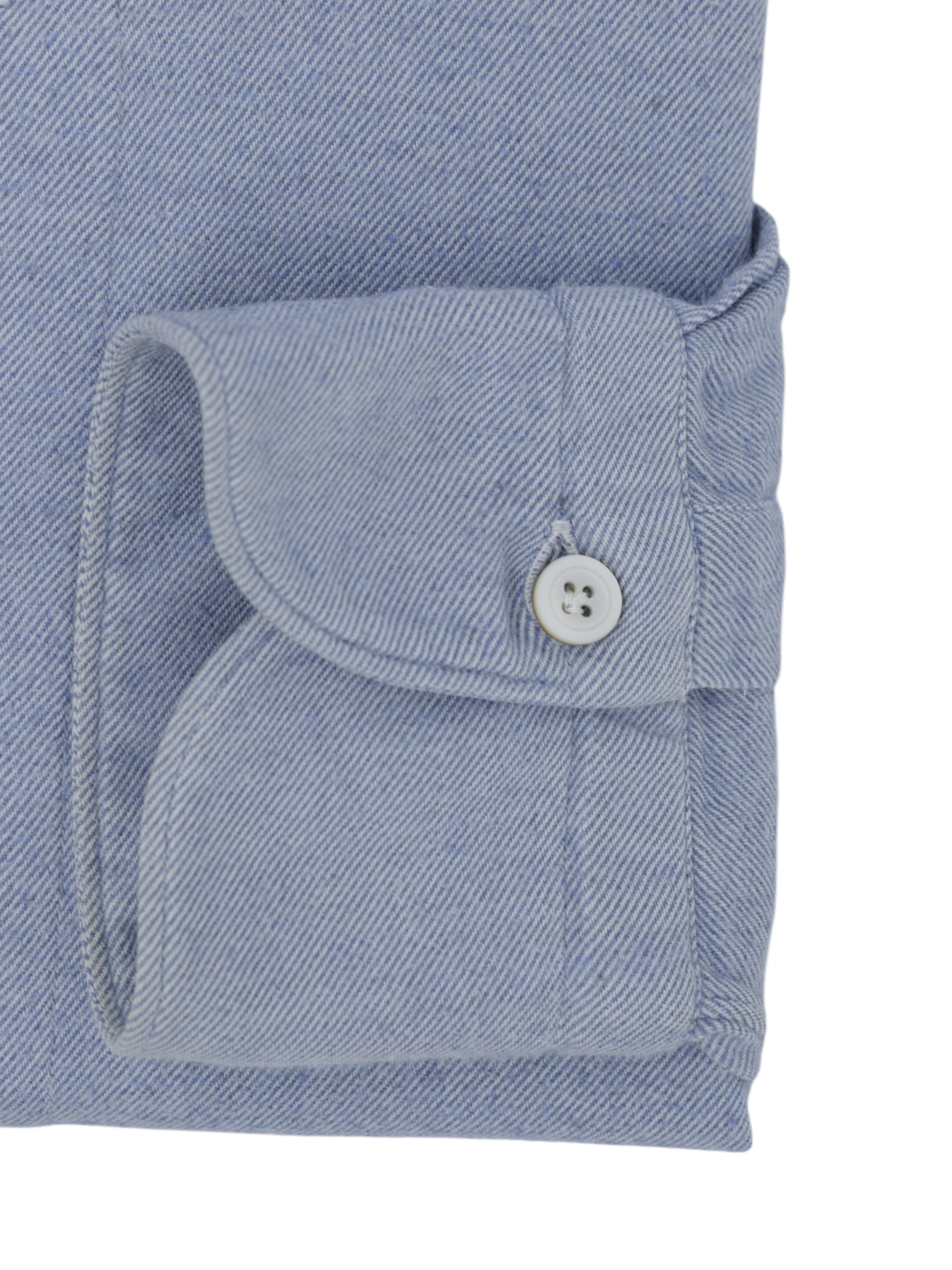 Finamore Light Blue Cotton Flannel Twill Shirt