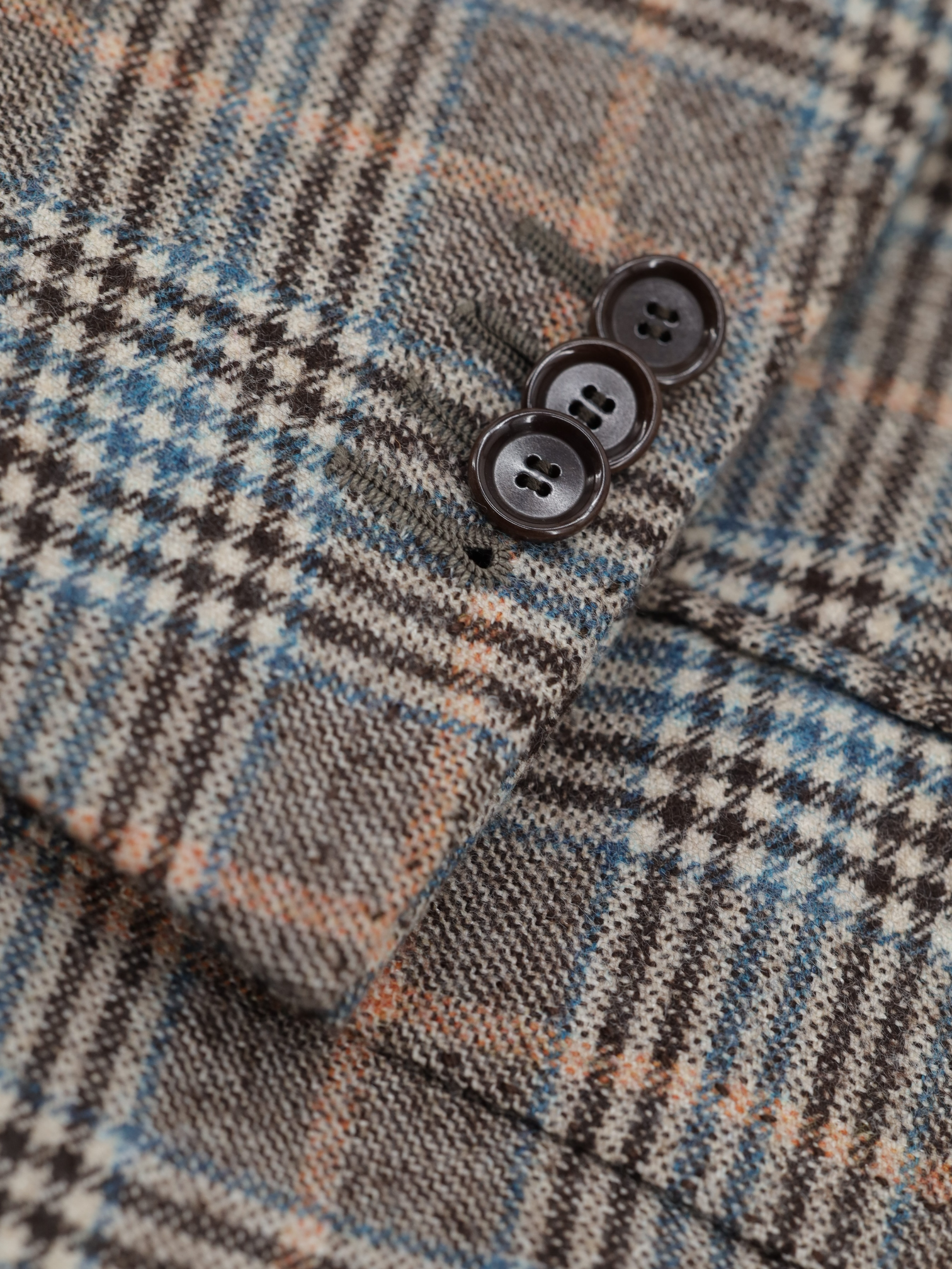 Cesare Attolini Light Brown & Petrol Blue Wool, Cashmere & Silk Tartan Checkered Jacket