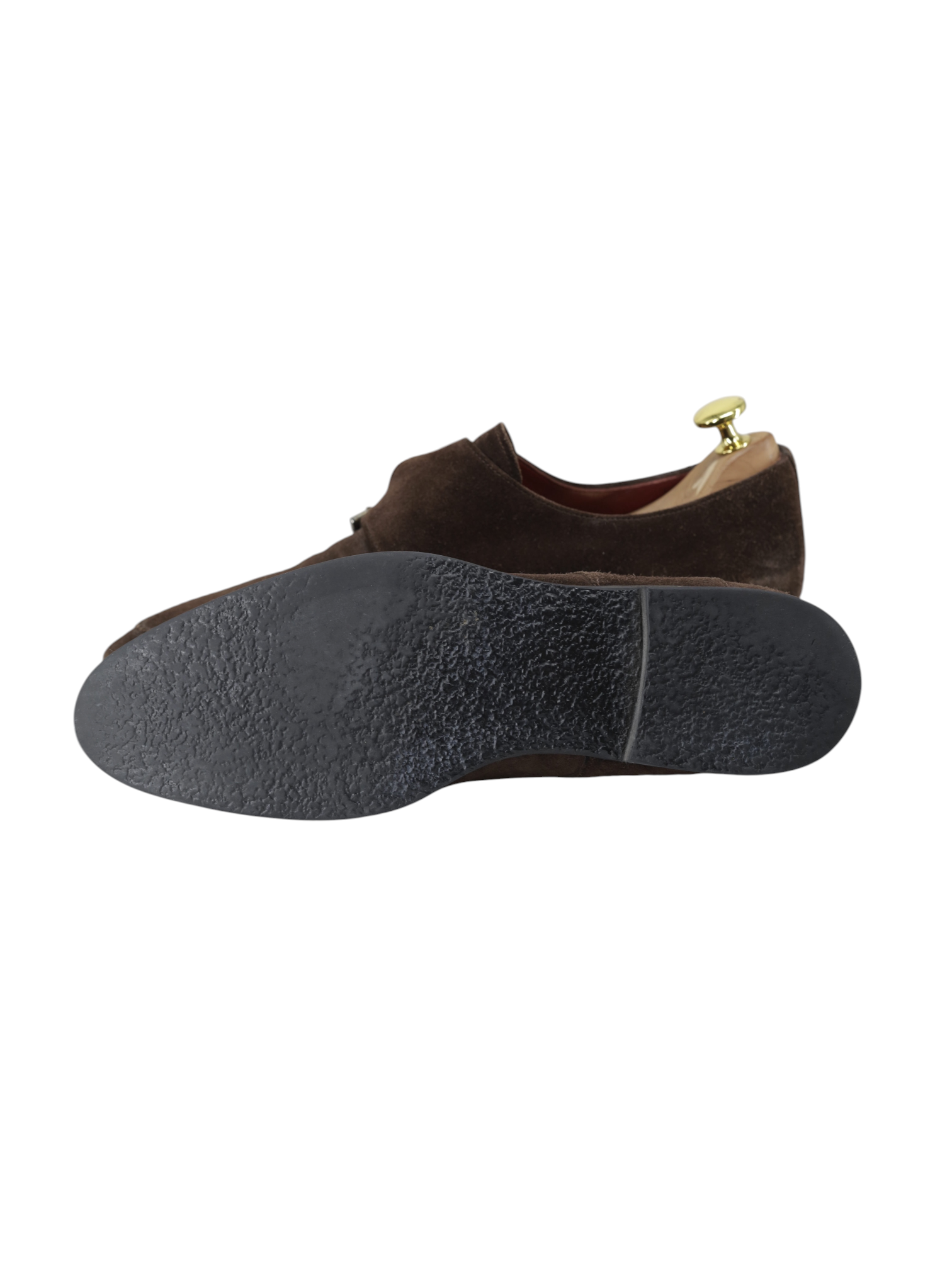 Santoni Dark Brown Suede City-Sole Double Monk + Belt