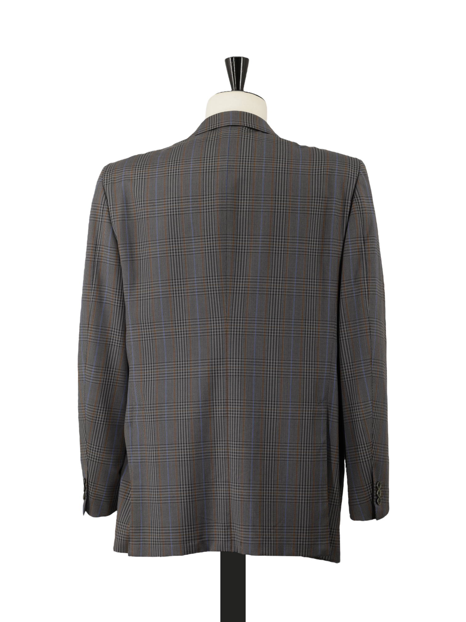 Brioni Vintage Warm Taupe & Azure Blue Wool Overcheck Jacket
